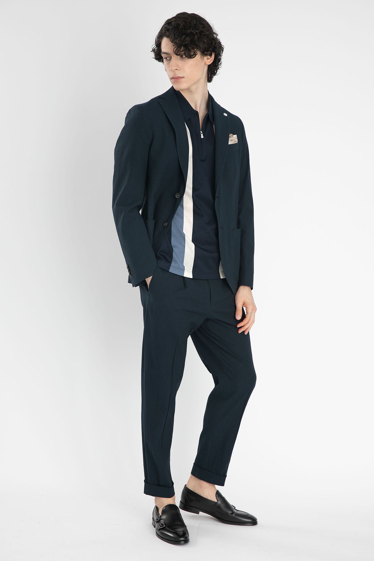 Gran Sasso Fermuarlı Polo Yaka Örme T-shirt-Libas Trendy Fashion Store