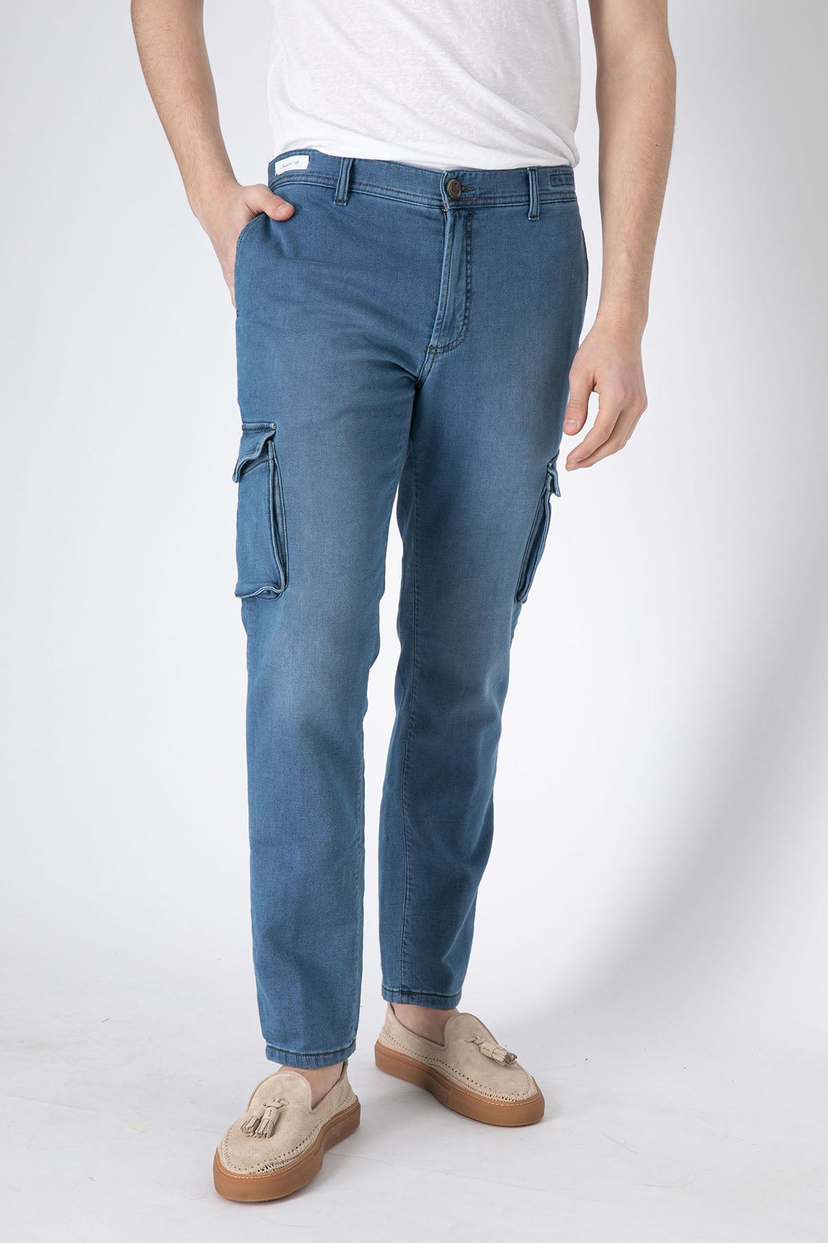 Richard J. Brown Slim Fit Yandan Cepli Kargo Jeans Pantolon-Libas Trendy Fashion Store