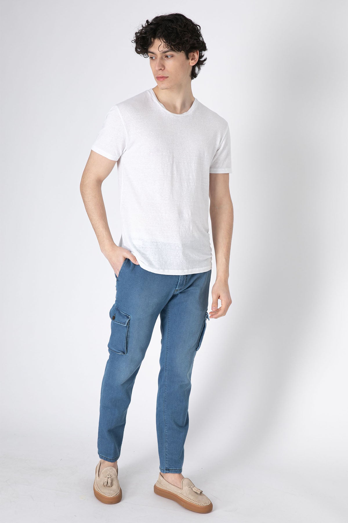 Richard J. Brown Slim Fit Yandan Cepli Kargo Jeans Pantolon-Libas Trendy Fashion Store