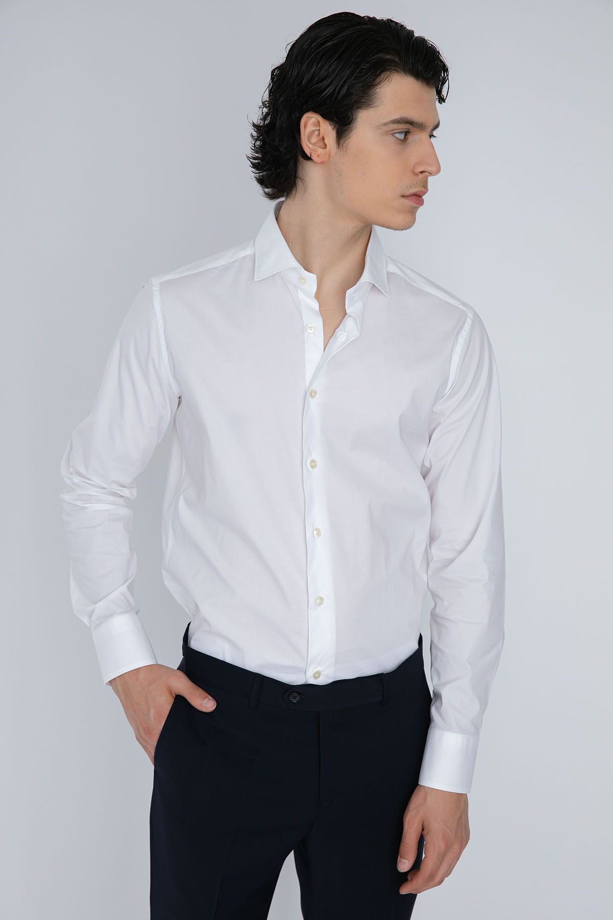 Tintoria Mattei Klasik Yaka Streç Gömlek-Libas Trendy Fashion Store