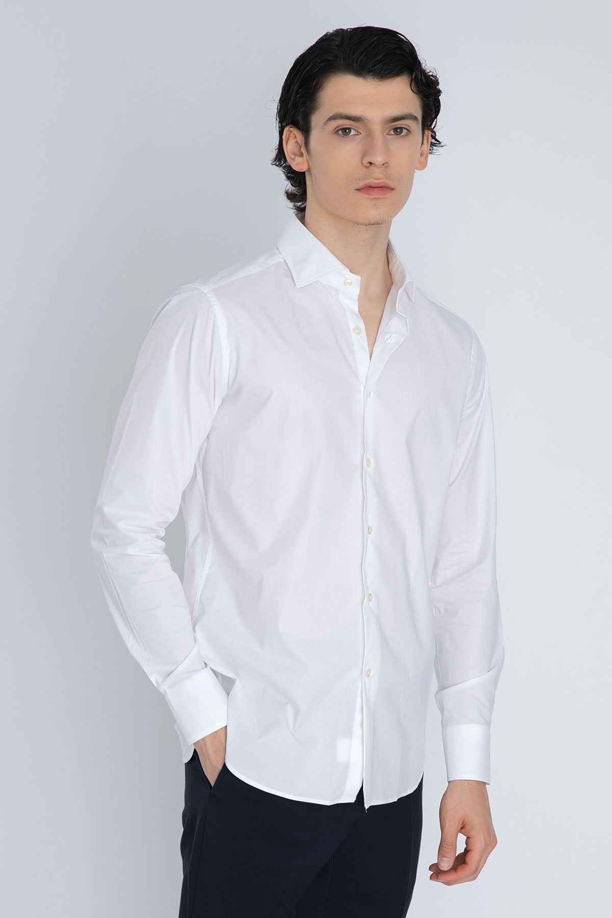 Tintoria Mattei Klasik Yaka Streç Gömlek-Libas Trendy Fashion Store