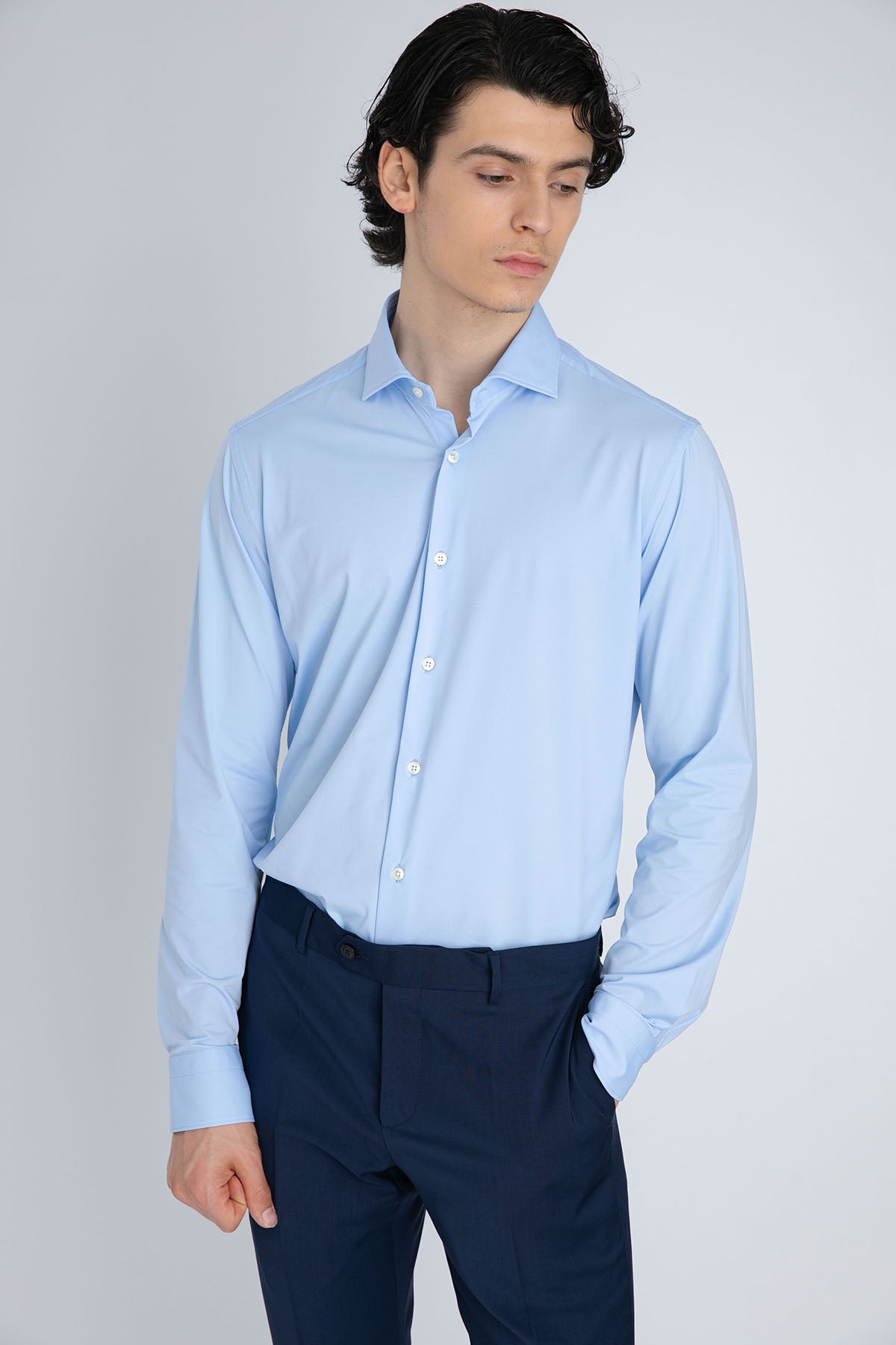 Tintoria Mattei Streç Jarse Kumaş Fransız Yaka Gömlek-Libas Trendy Fashion Store