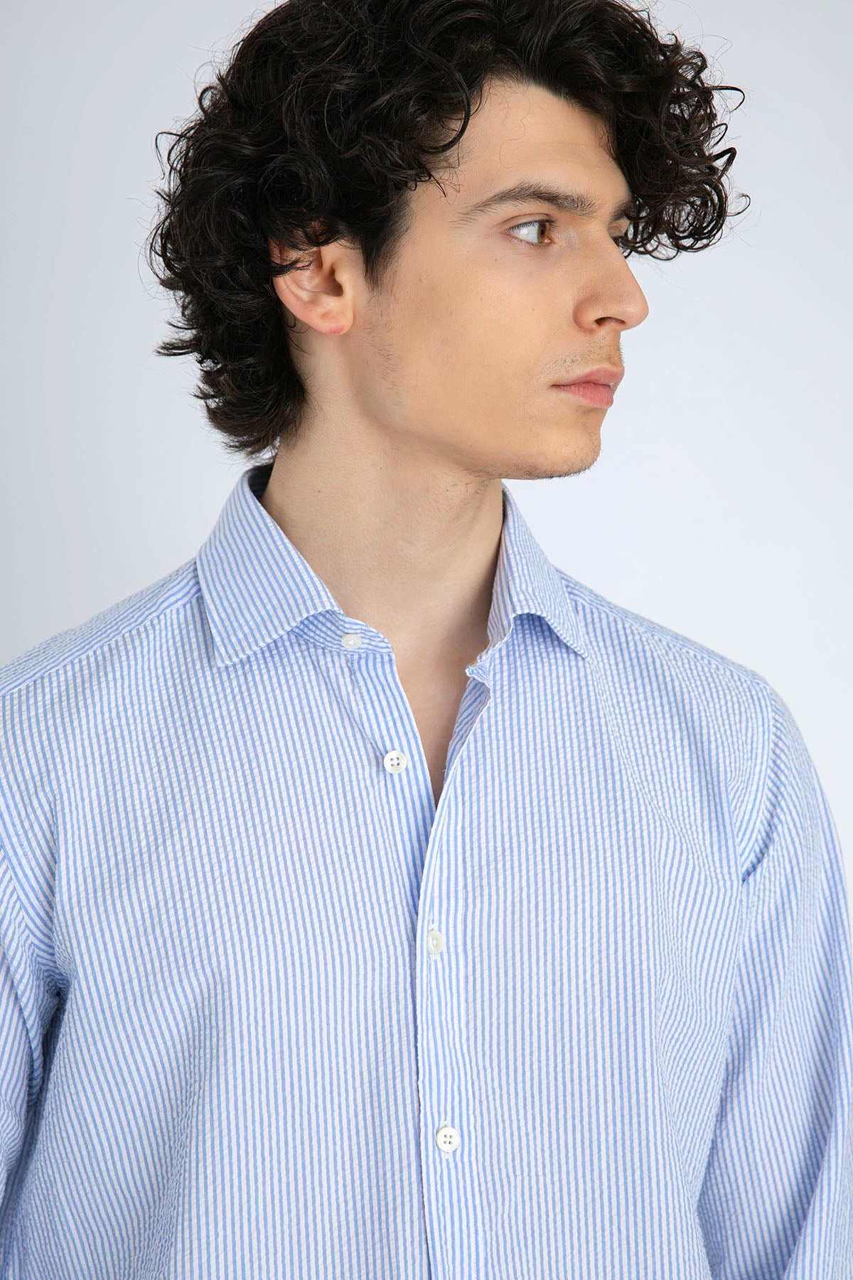 Tintoria Mattei Çizgili Klasik Yaka Streç Gömlek-Libas Trendy Fashion Store