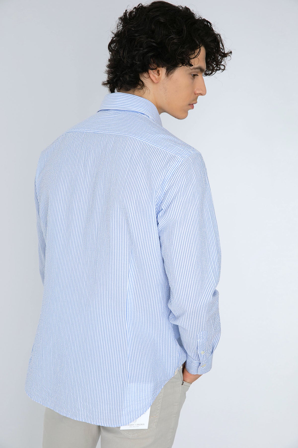 Tintoria Mattei Çizgili Klasik Yaka Streç Gömlek-Libas Trendy Fashion Store