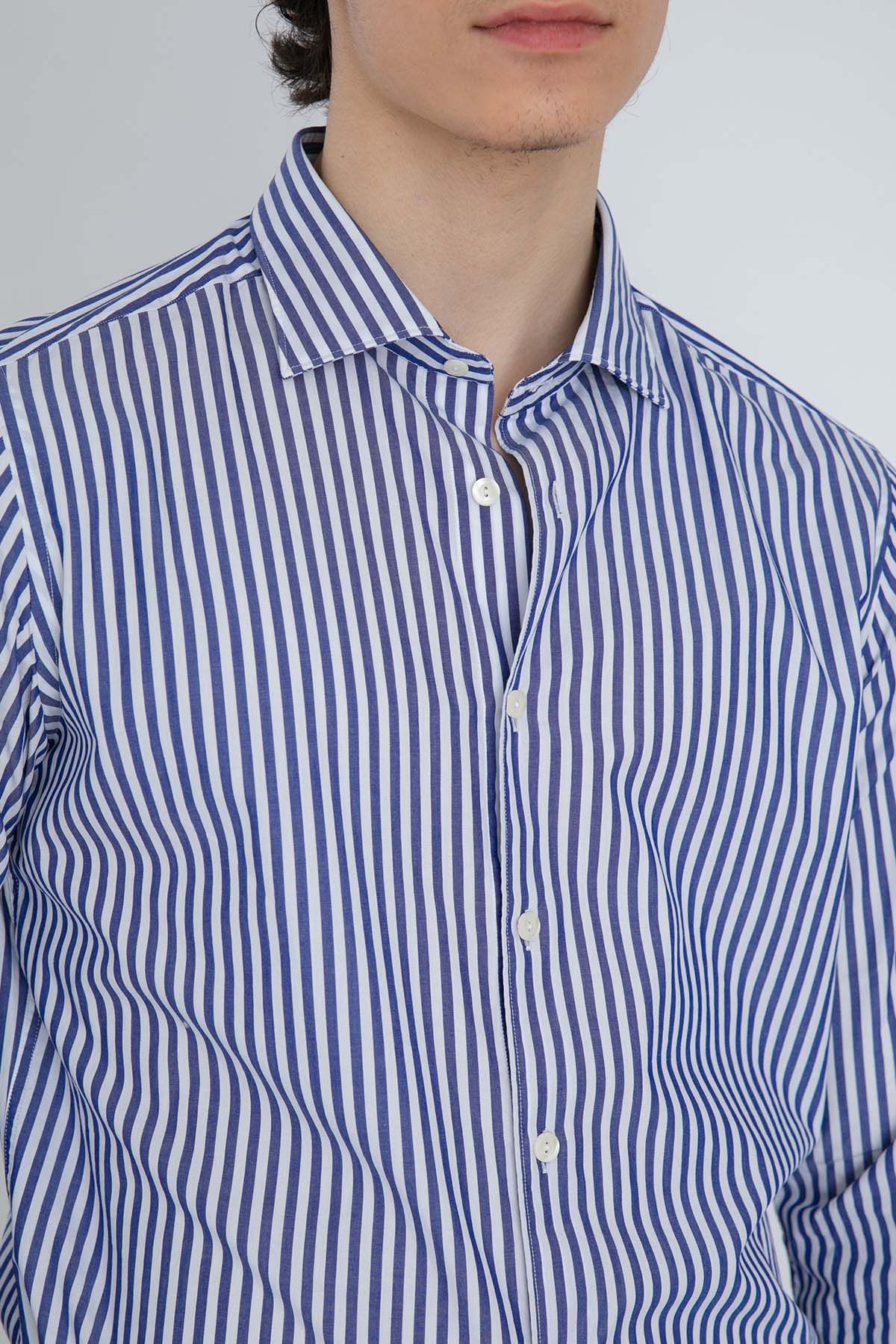Tintoria Mattei Klasik Yaka Çizgili Gömlek
