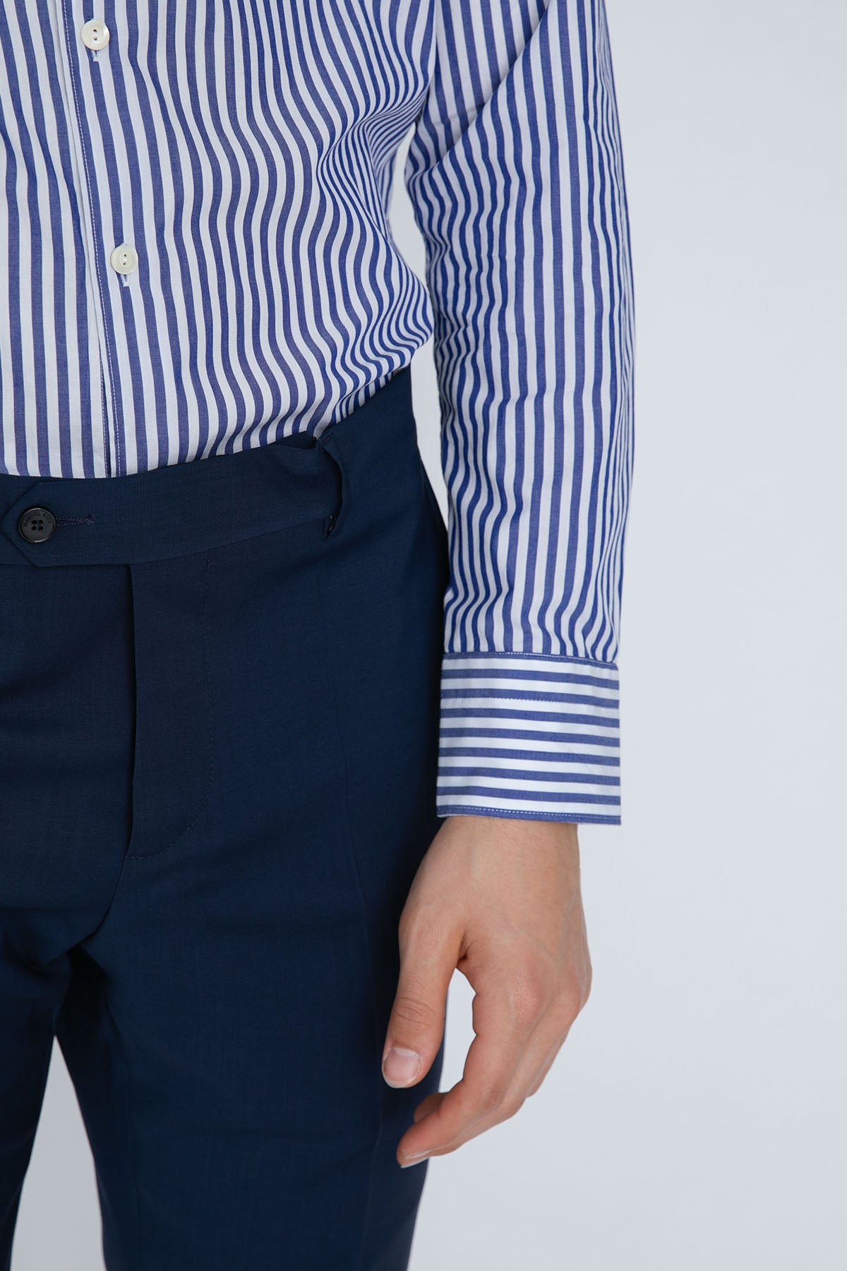 Tintoria Mattei Klasik Yaka Çizgili Gömlek