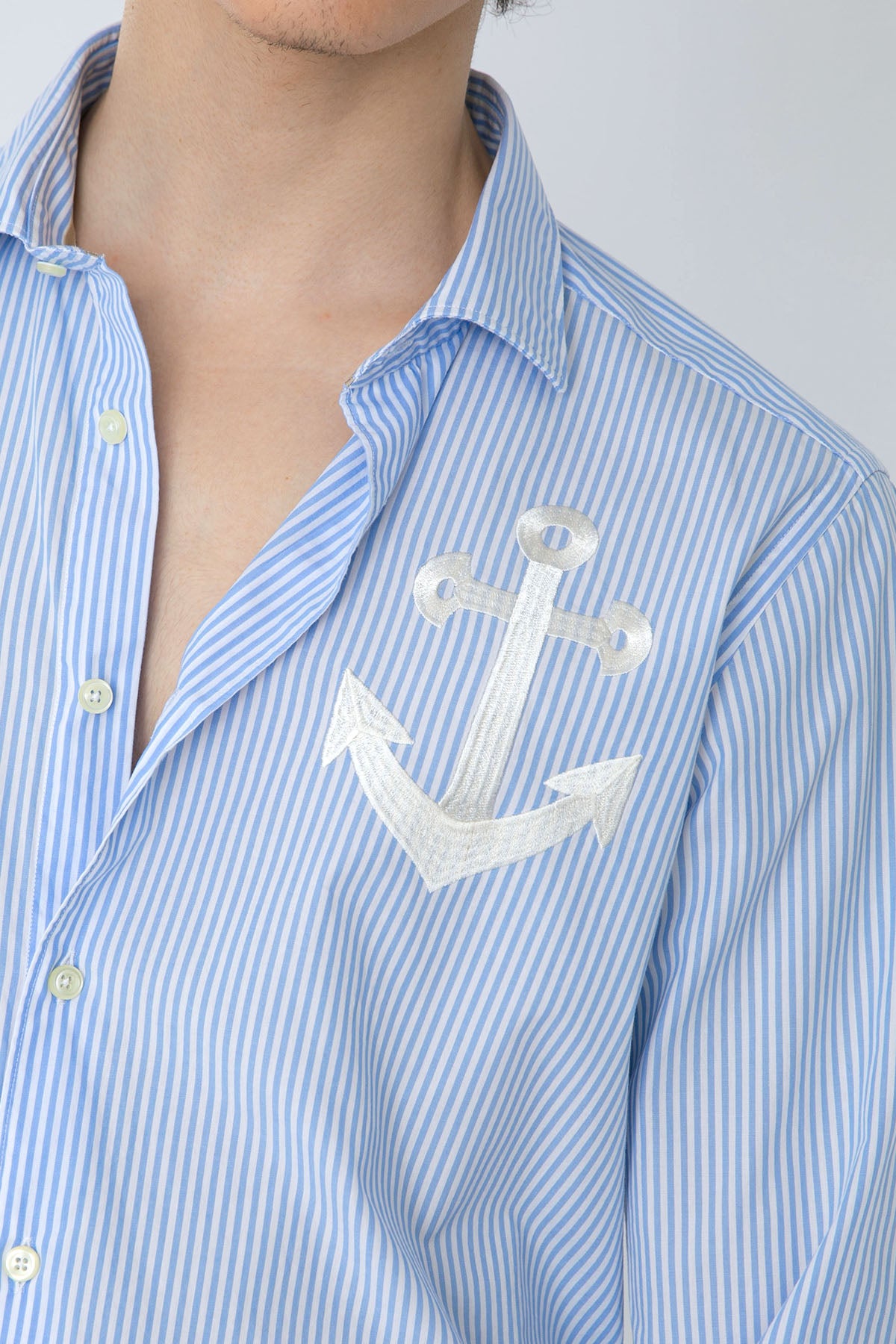 Tintoria Mattei Klasik Yaka Çapa Desenli Çizgili Gömlek-Libas Trendy Fashion Store