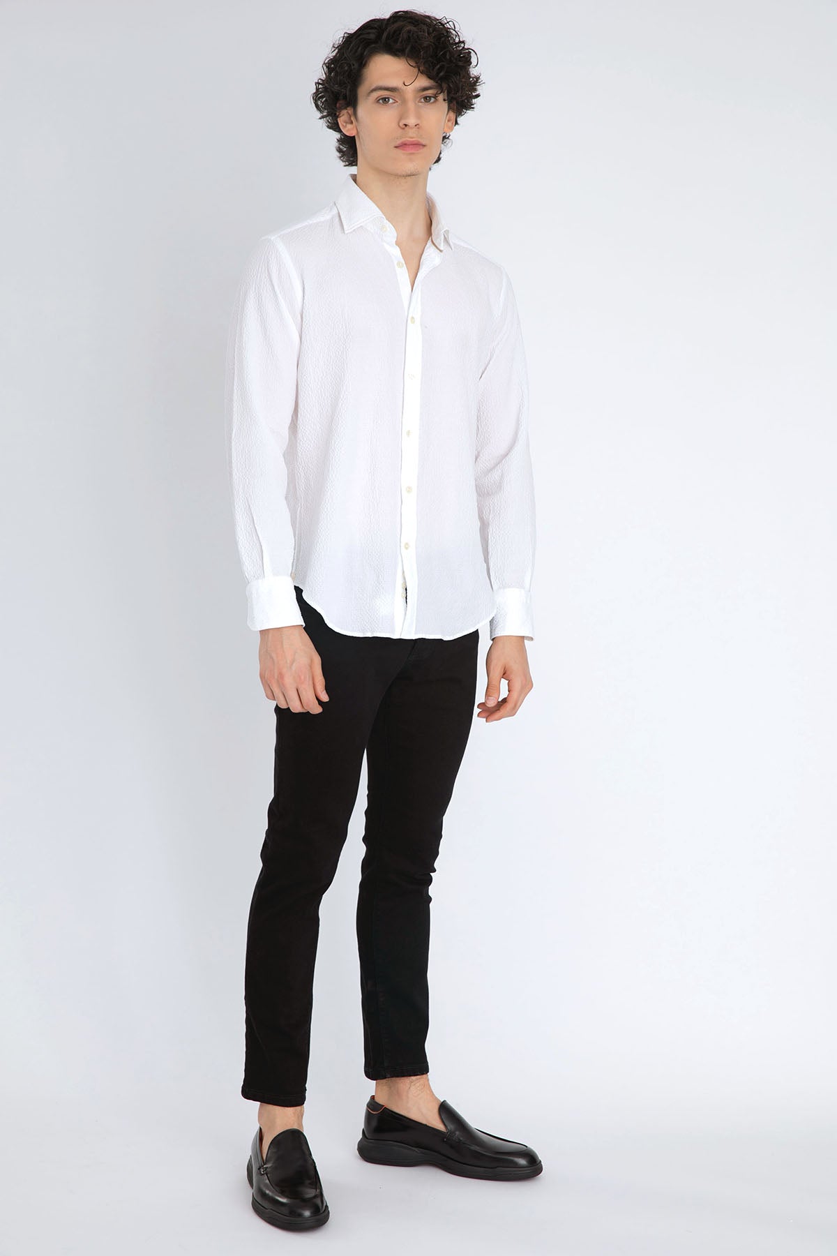 Tintoria Mattei Klasik Yaka Streç Gofre Gömlek-Libas Trendy Fashion Store