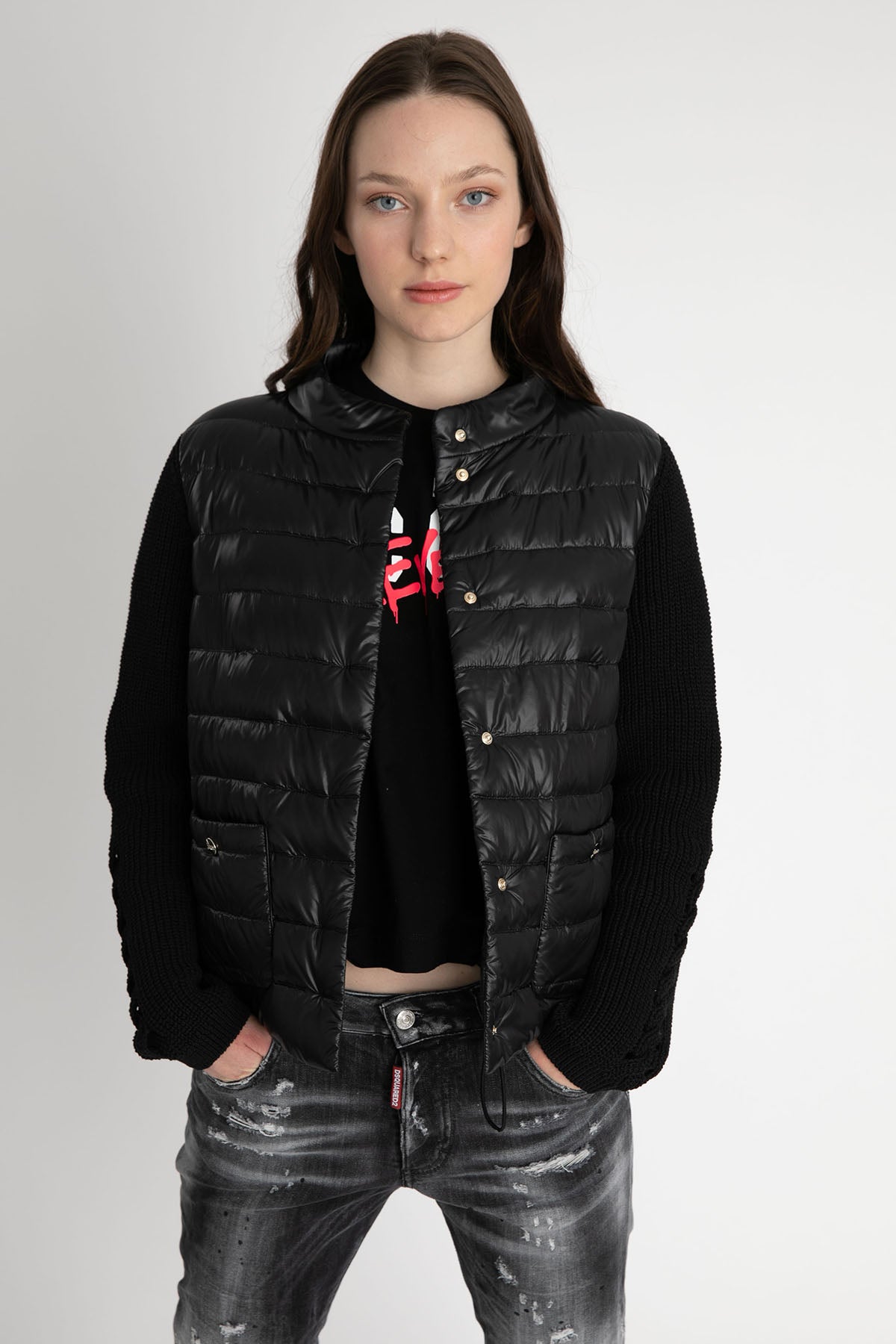 Herno Triko Kollu İnce Puffer Mont-Libas Trendy Fashion Store