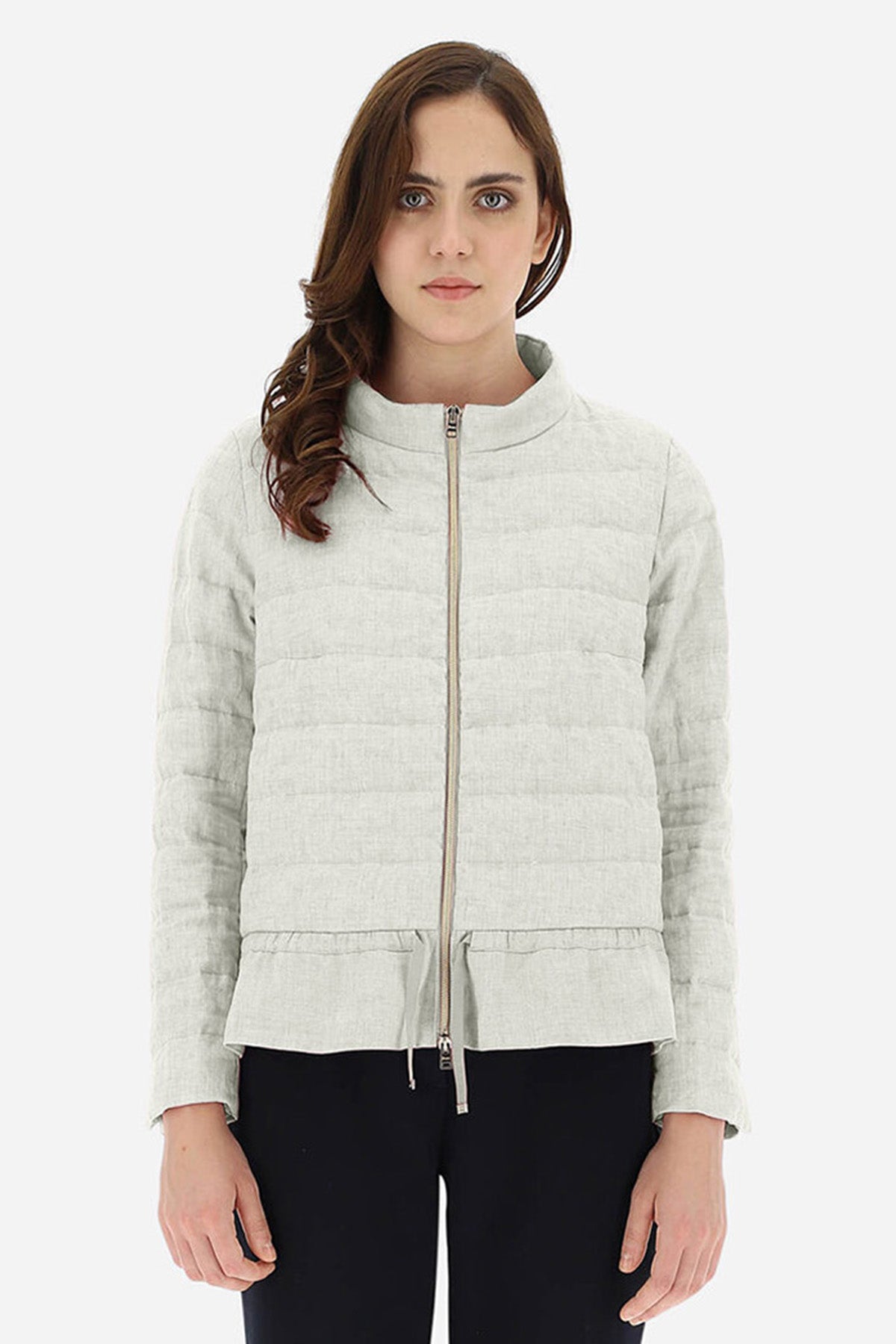 Herno Dik Yaka İnce Keten Puffer Mont-Libas Trendy Fashion Store