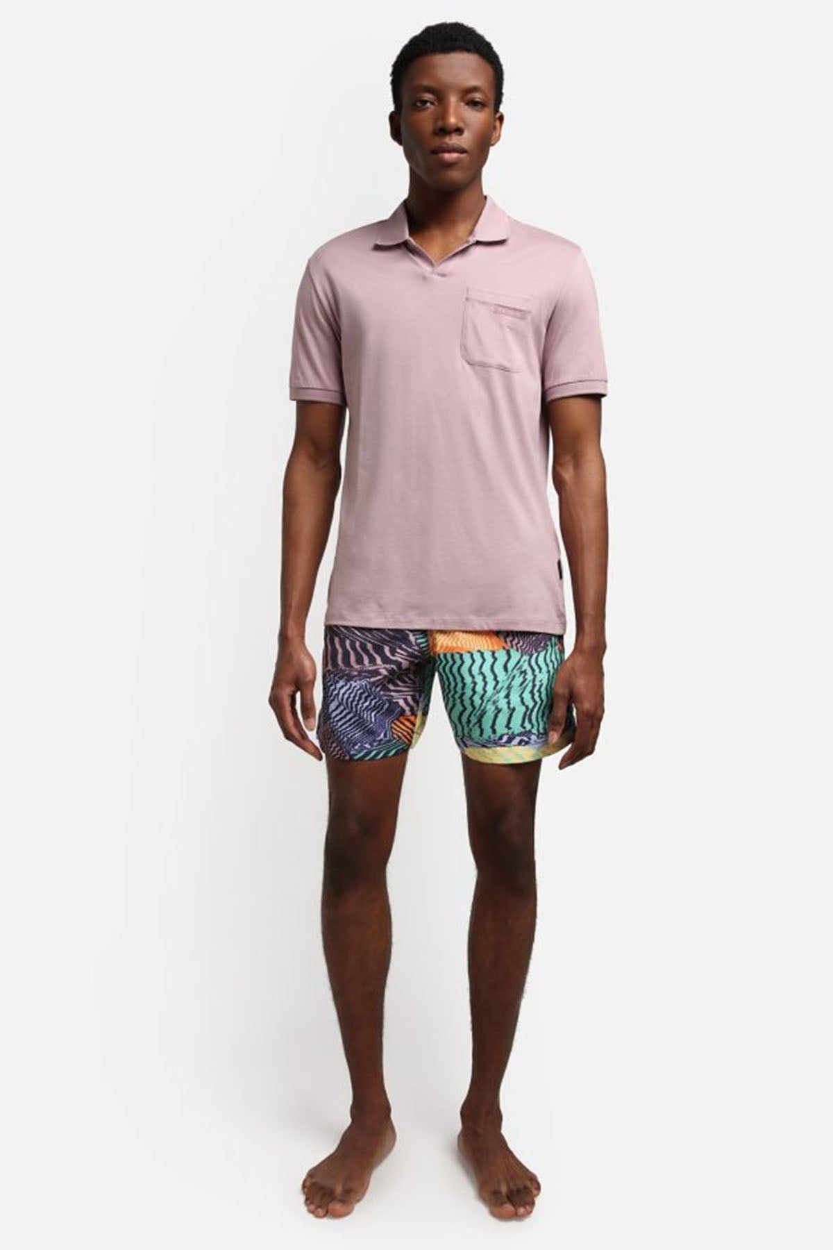 Napapijri Beli Lastikli Desenli Şort Mayo-Libas Trendy Fashion Store