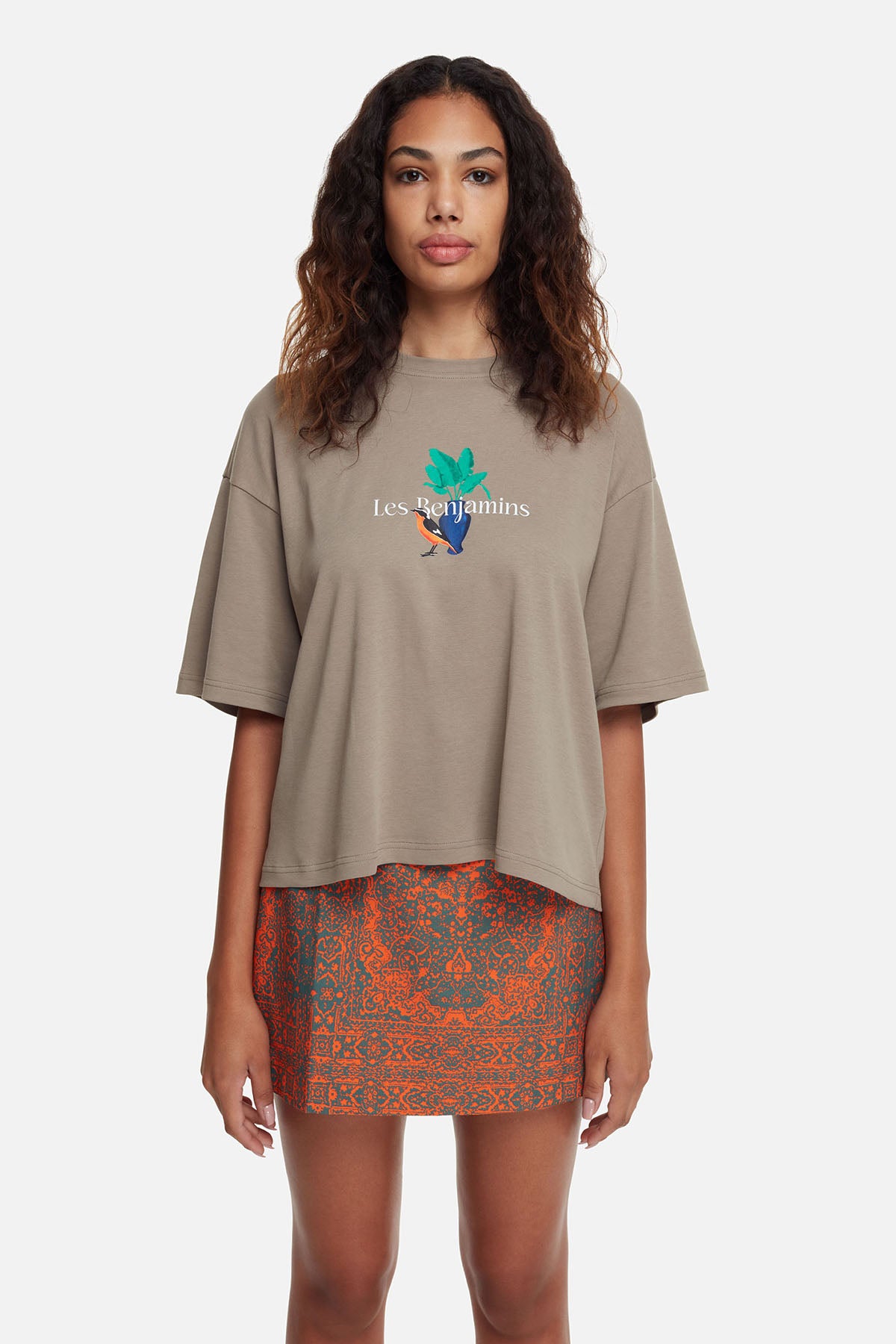 Les Benjamins Geniş Kesim Baskılı T-shirt-Libas Trendy Fashion Store