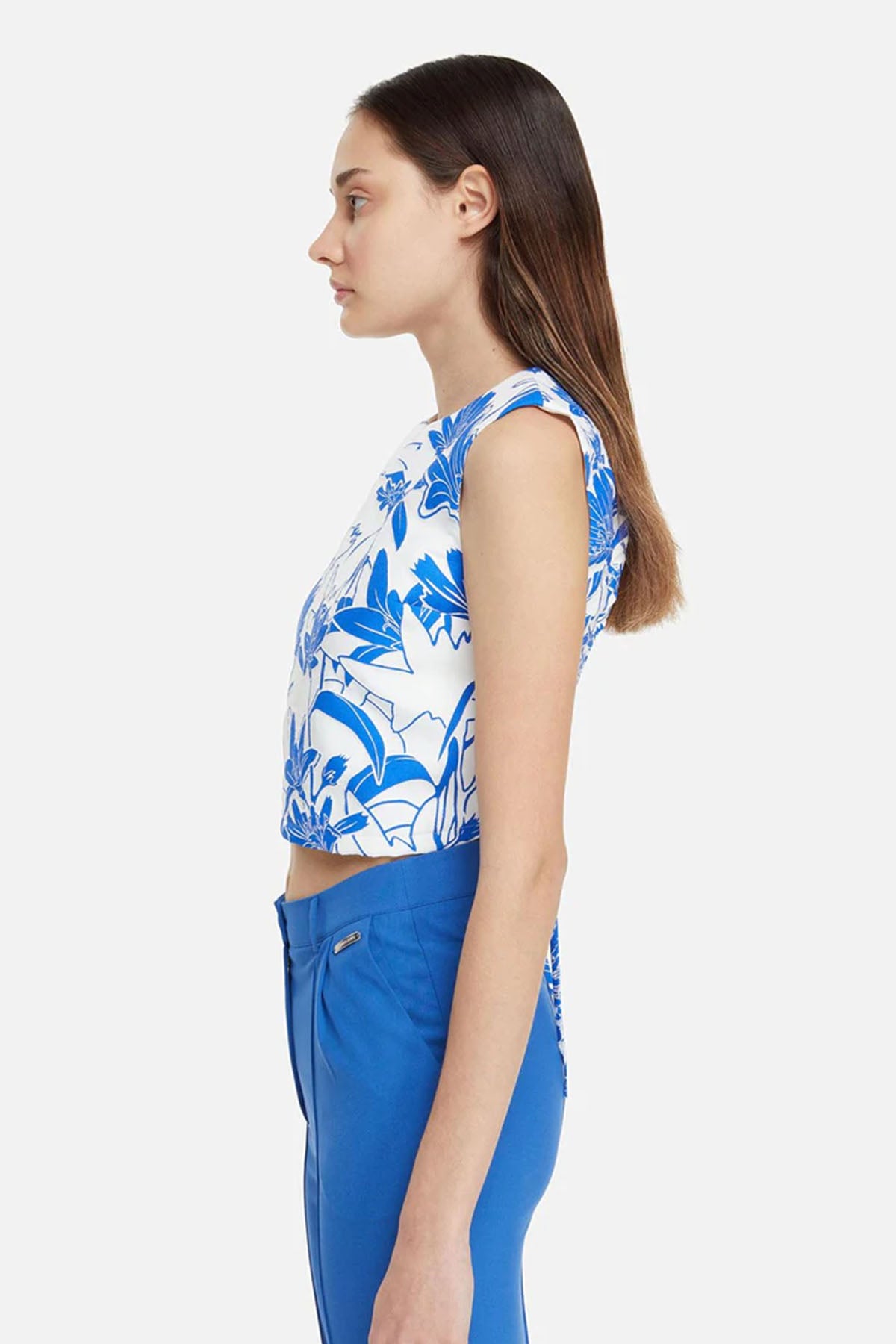 Les Benjamins Sırttan Bağlamalı Desenli Crop Bluz-Libas Trendy Fashion Store