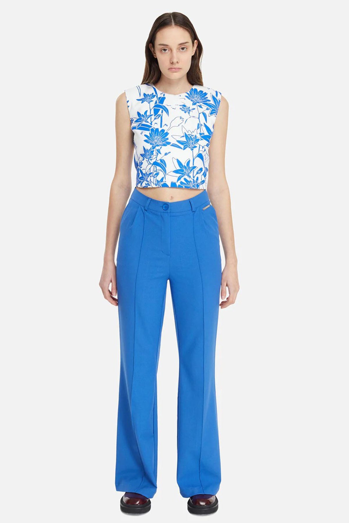 Les Benjamins Sırttan Bağlamalı Desenli Crop Bluz-Libas Trendy Fashion Store