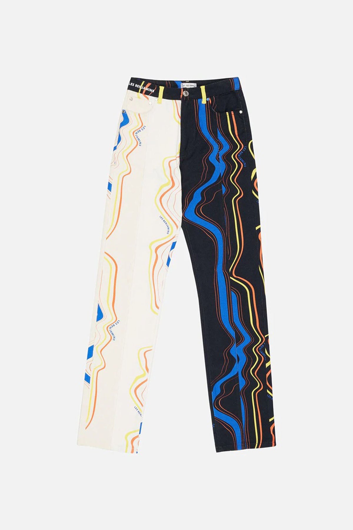 Les Benjamins Çift Renk Kombinasyonlu Yüksek Bel Desenli Jeans-Libas Trendy Fashion Store