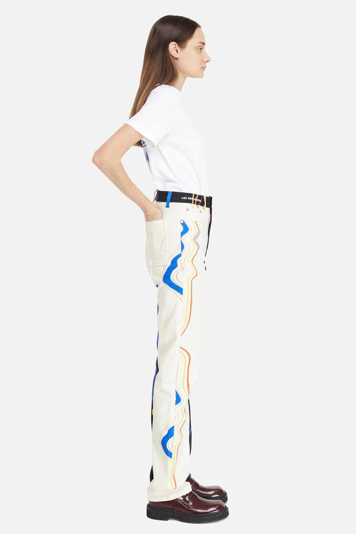 Les Benjamins Çift Renk Kombinasyonlu Yüksek Bel Desenli Jeans-Libas Trendy Fashion Store