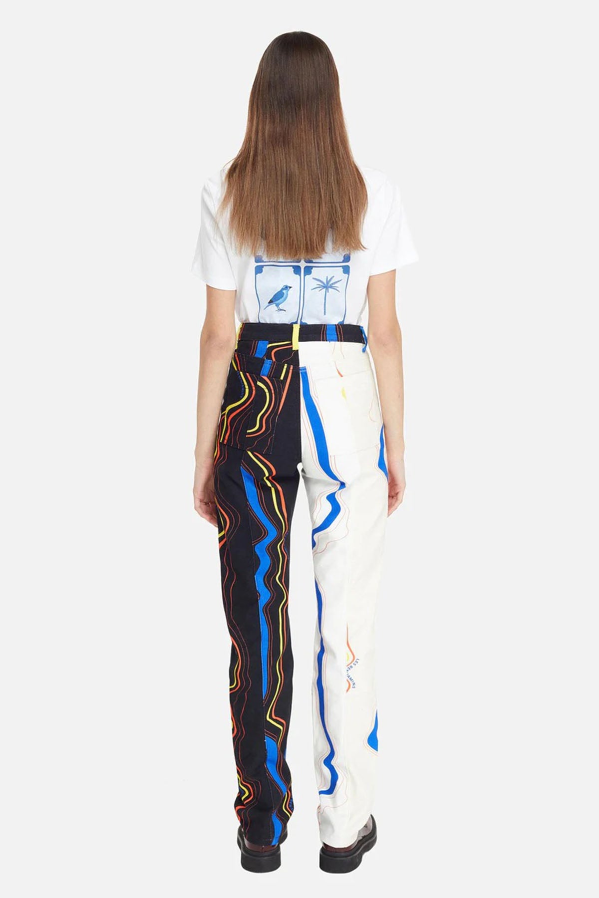 Les Benjamins Çift Renk Kombinasyonlu Yüksek Bel Desenli Jeans-Libas Trendy Fashion Store