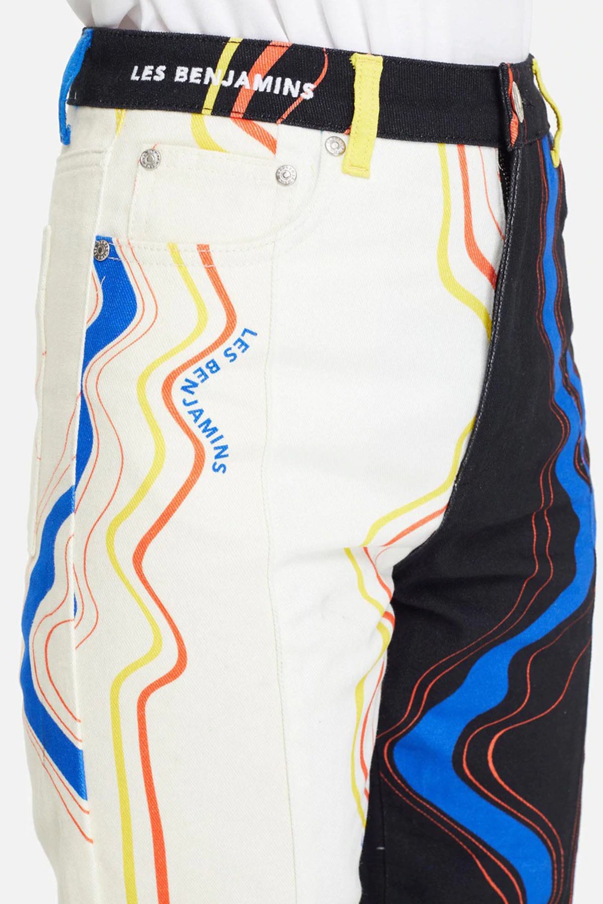 Les Benjamins Çift Renk Kombinasyonlu Yüksek Bel Desenli Jeans-Libas Trendy Fashion Store