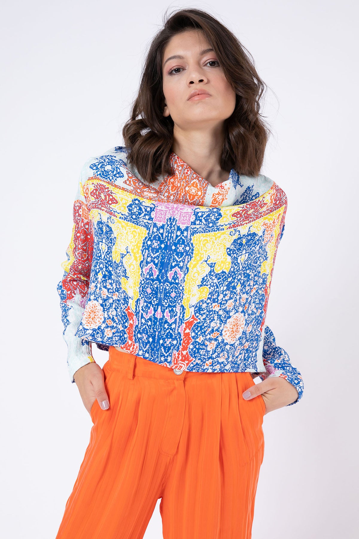 Les Benjamins Desenli Crop Bluz-Libas Trendy Fashion Store