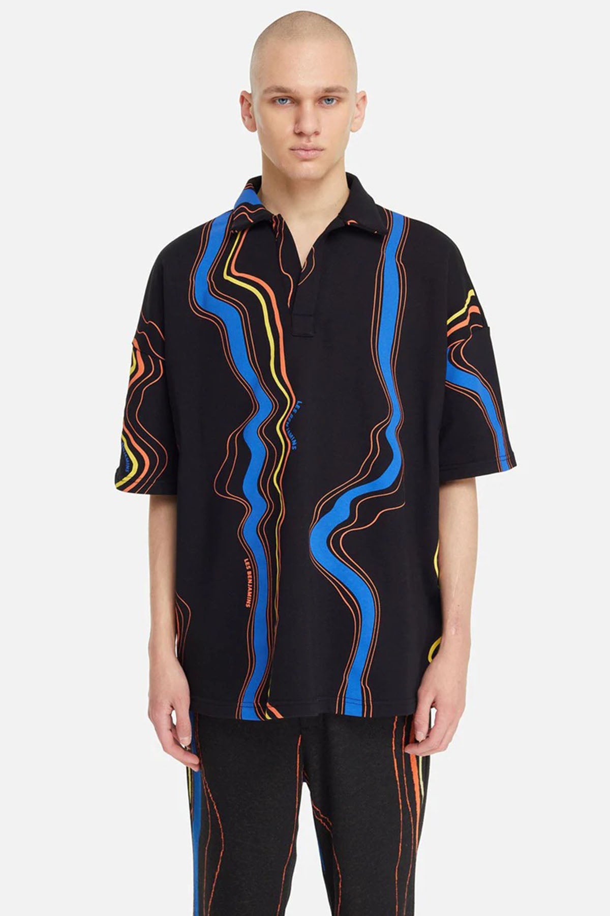 Les Benjamins Geniş Kesim Desenli Polo Yaka T-shirt-Libas Trendy Fashion Store