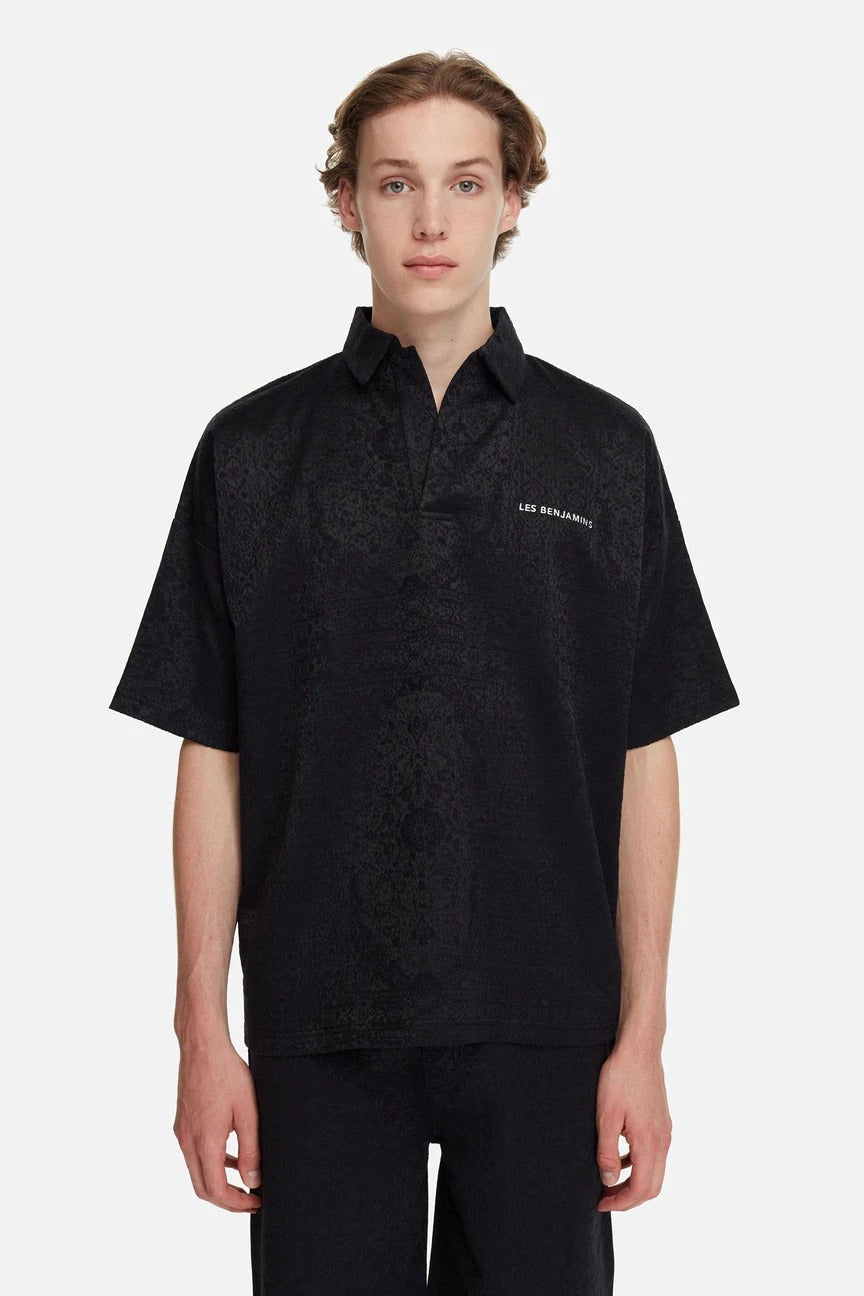 Les Benjamins Geniş Kesim Desenli Polo Yaka T-shirt-Libas Trendy Fashion Store