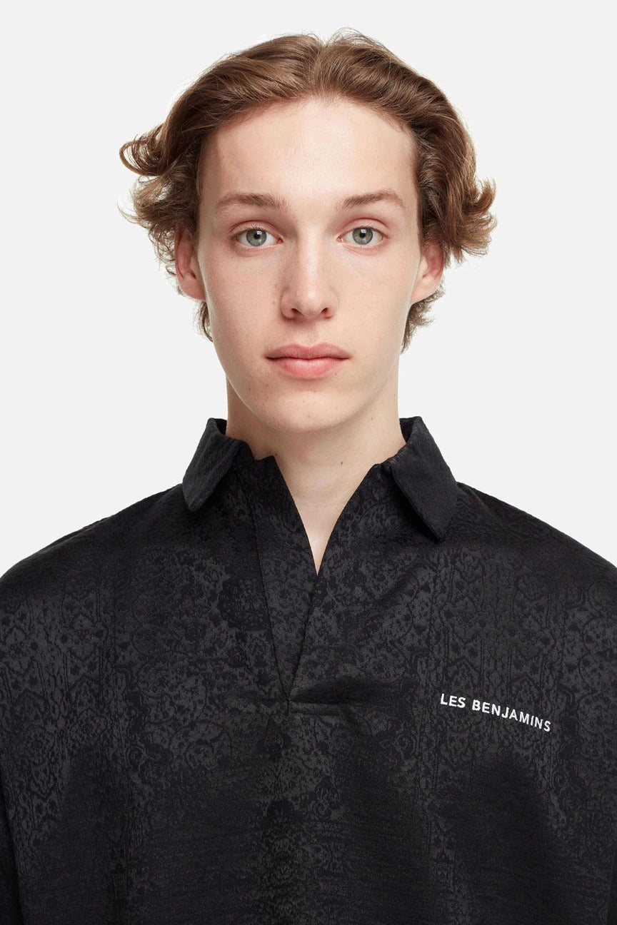 Les Benjamins Geniş Kesim Desenli Polo Yaka T-shirt-Libas Trendy Fashion Store