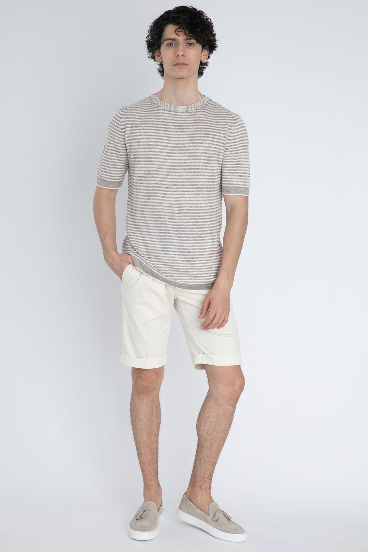 Fradi Beli Lastikli Tek Pile Şort-Libas Trendy Fashion Store