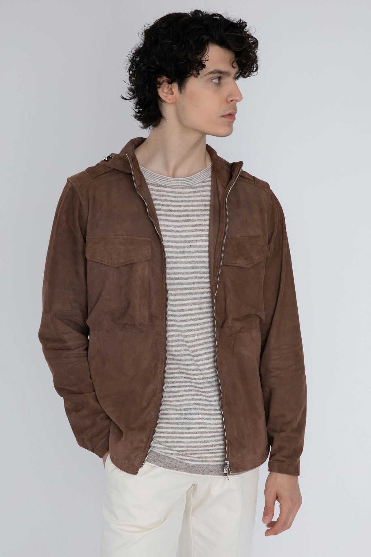 Fradi Kapüşonlu Süet Deri Ceket-Libas Trendy Fashion Store