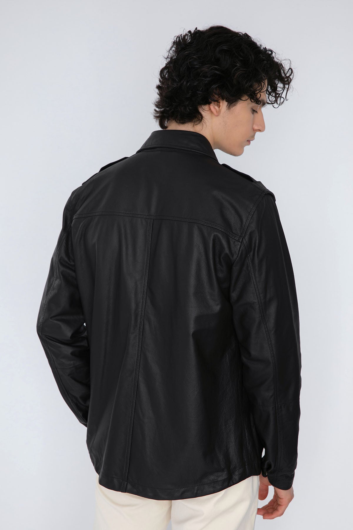 Fradi Kapak Cep Detaylı Deri Ceket-Libas Trendy Fashion Store