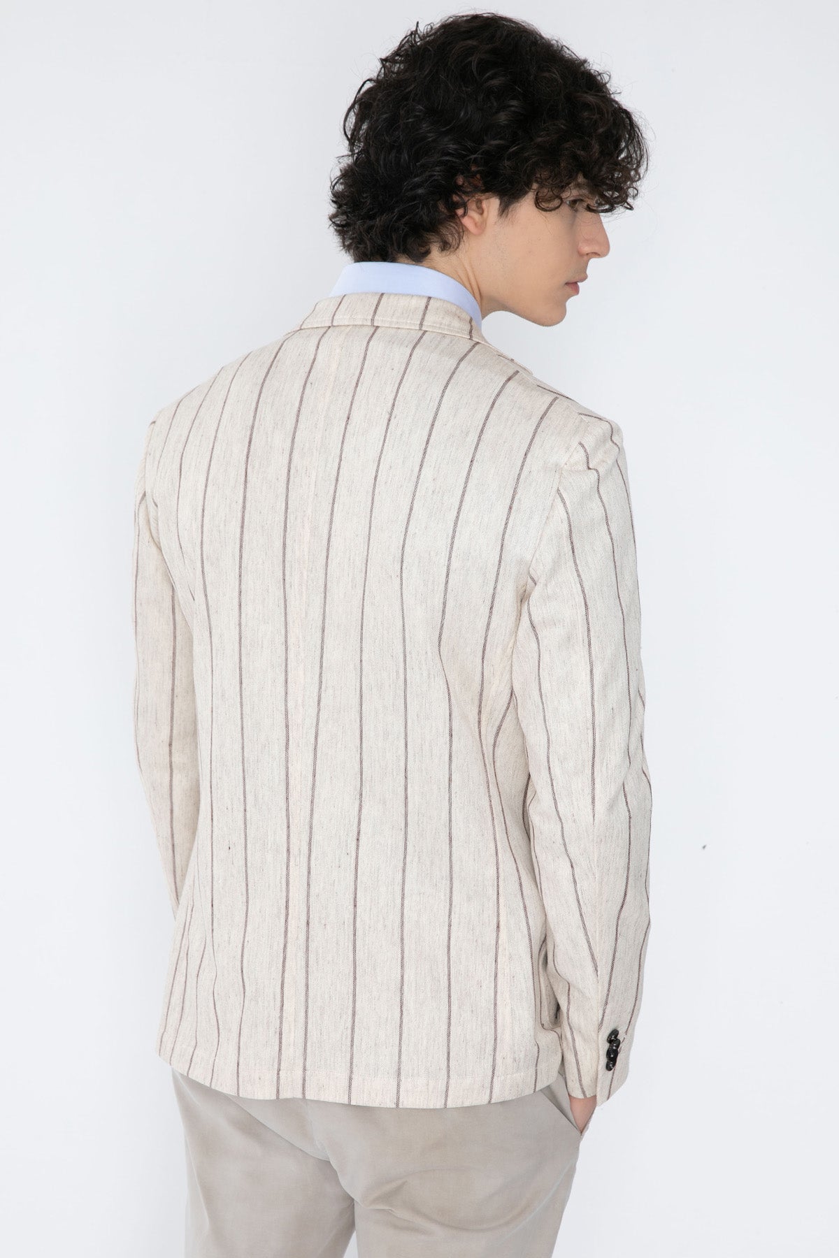 Fradi Çift Düğme Çizgili Ceket-Libas Trendy Fashion Store