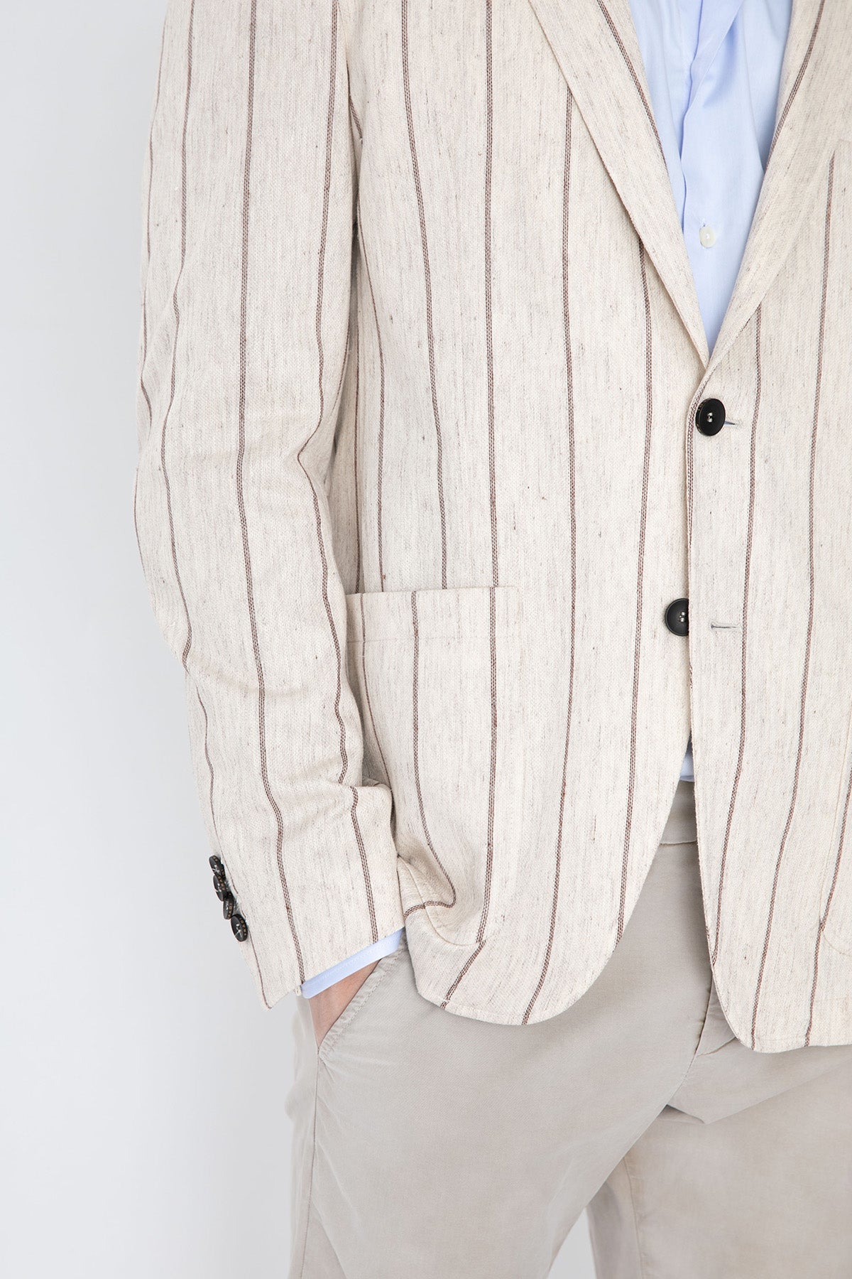 Fradi Çift Düğme Çizgili Ceket-Libas Trendy Fashion Store