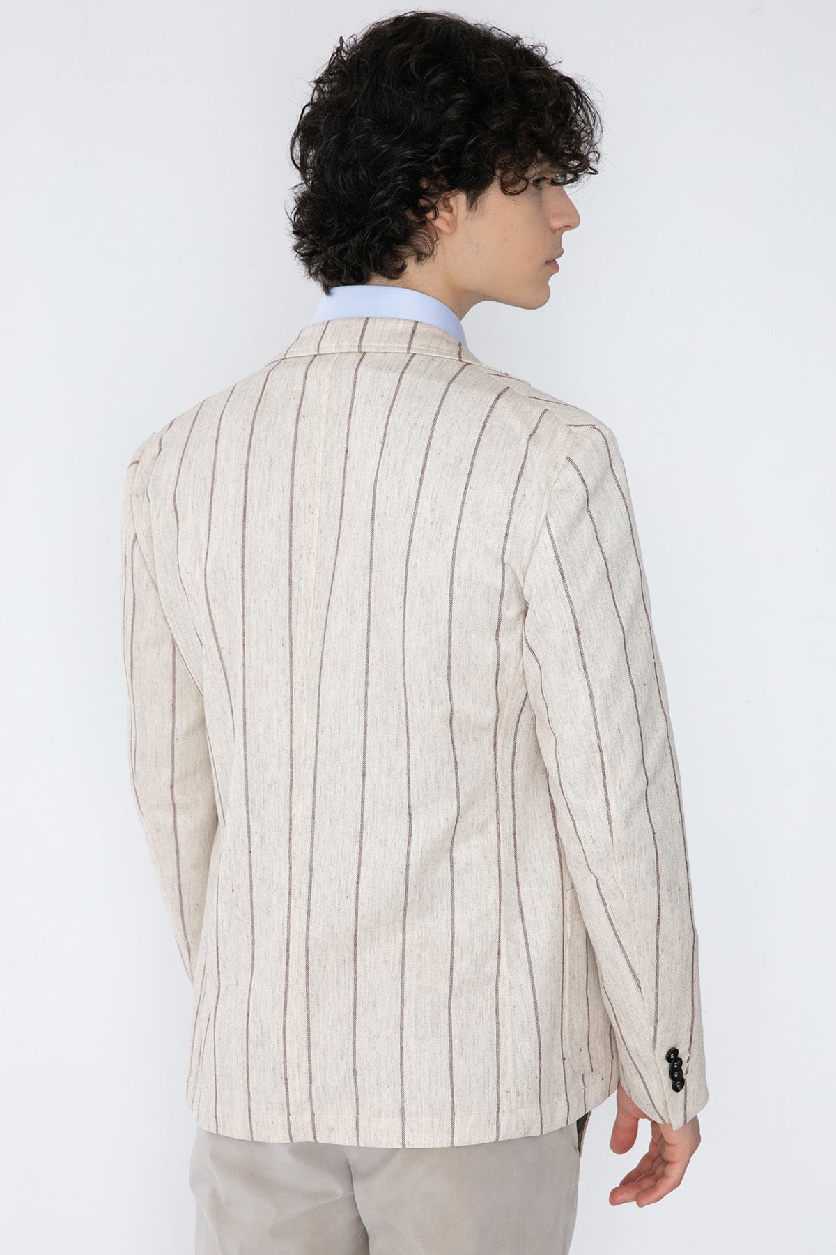 Fradi Çift Düğme Çizgili Ceket-Libas Trendy Fashion Store