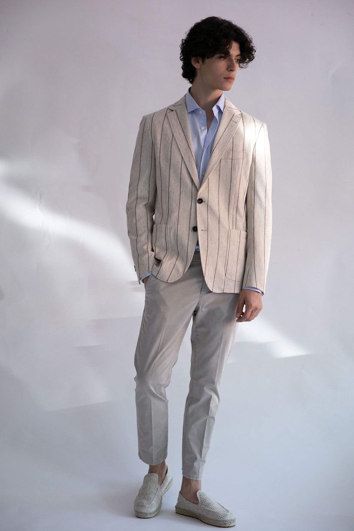 Fradi Çift Düğme Çizgili Ceket-Libas Trendy Fashion Store