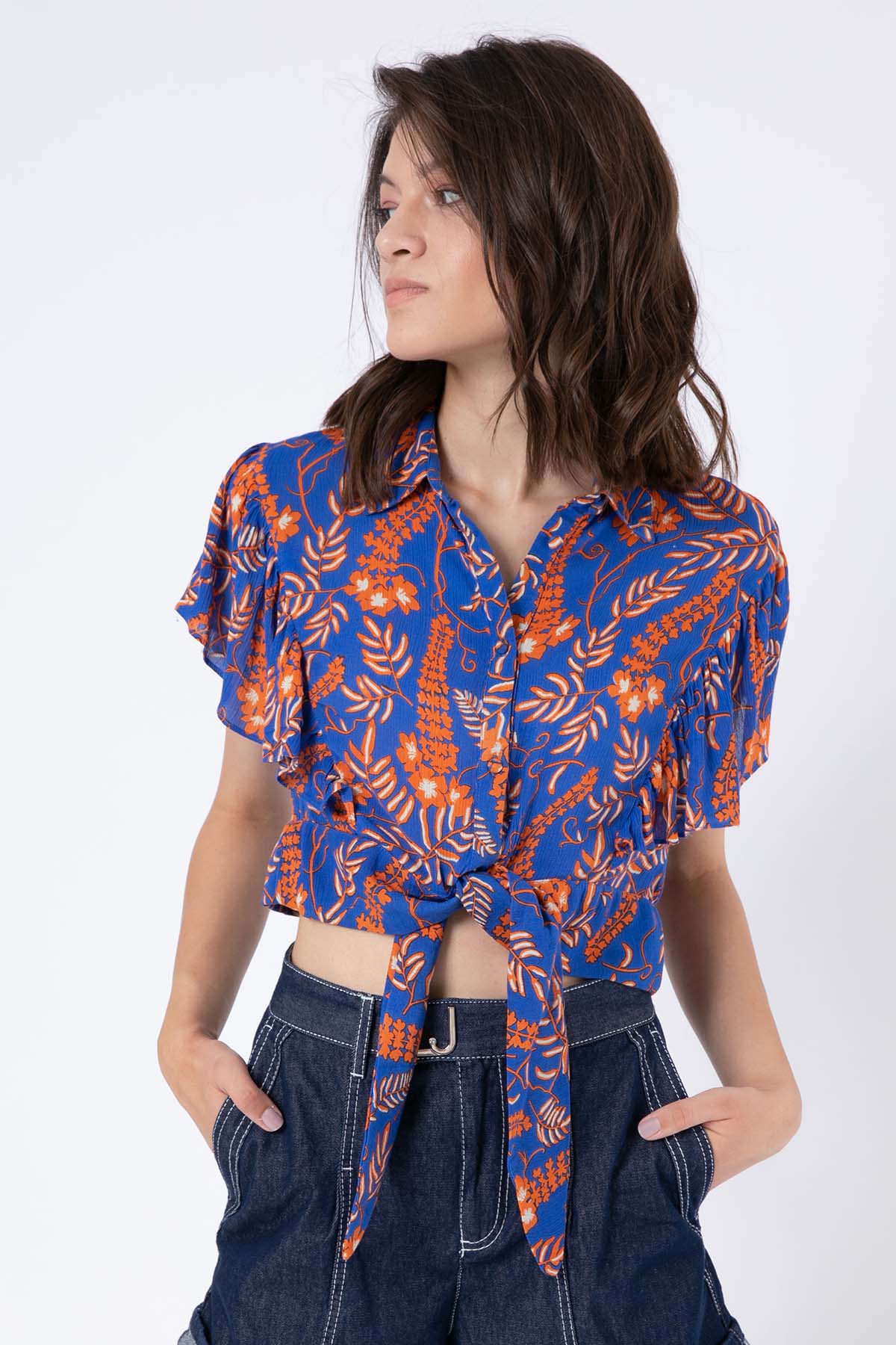 Rene Derhy Damgan Belden Bağlamalı Desenli Gömlek-Libas Trendy Fashion Store