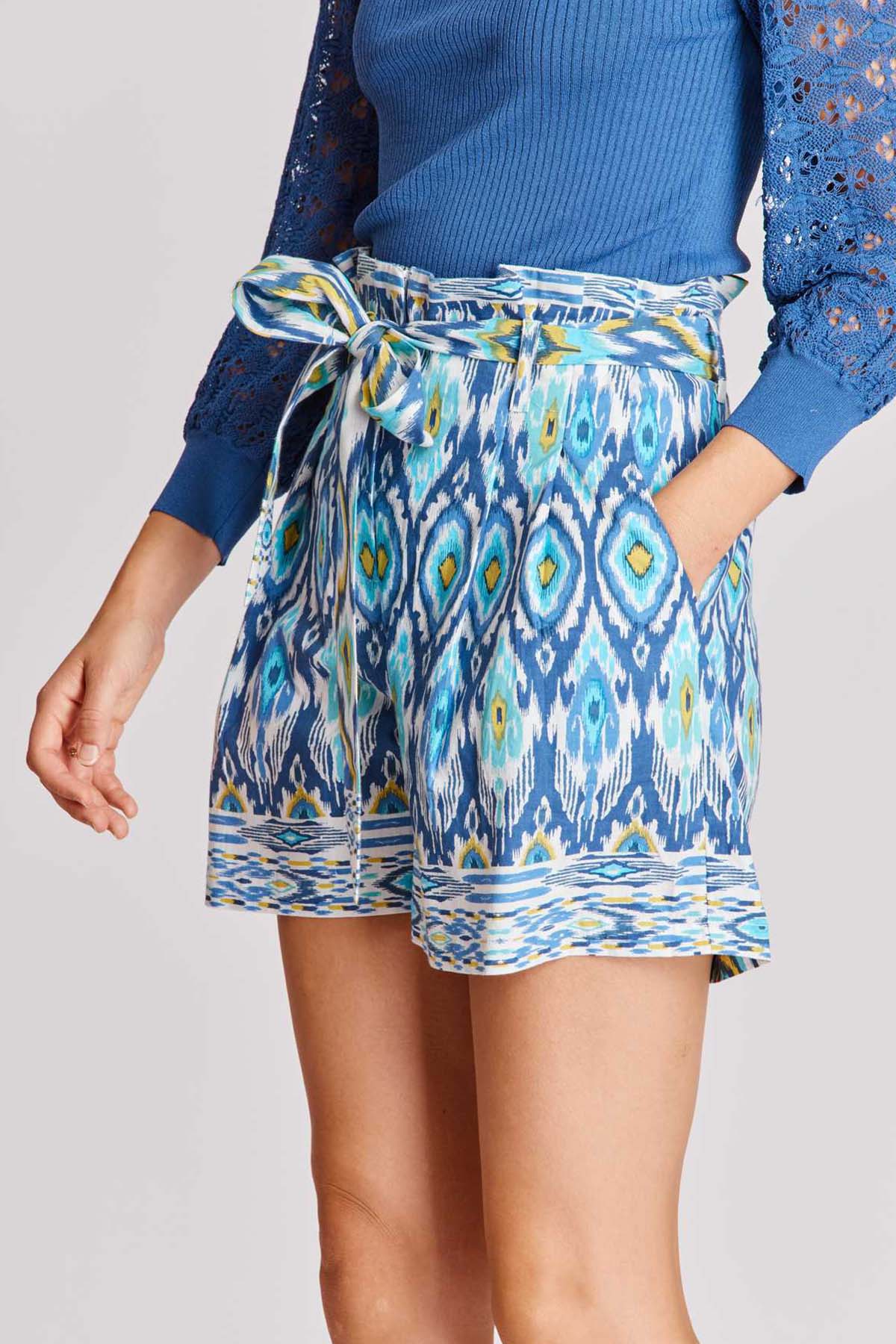 Rene Derhy Edith Belden Kuşaklı Desenli Şort-Libas Trendy Fashion Store