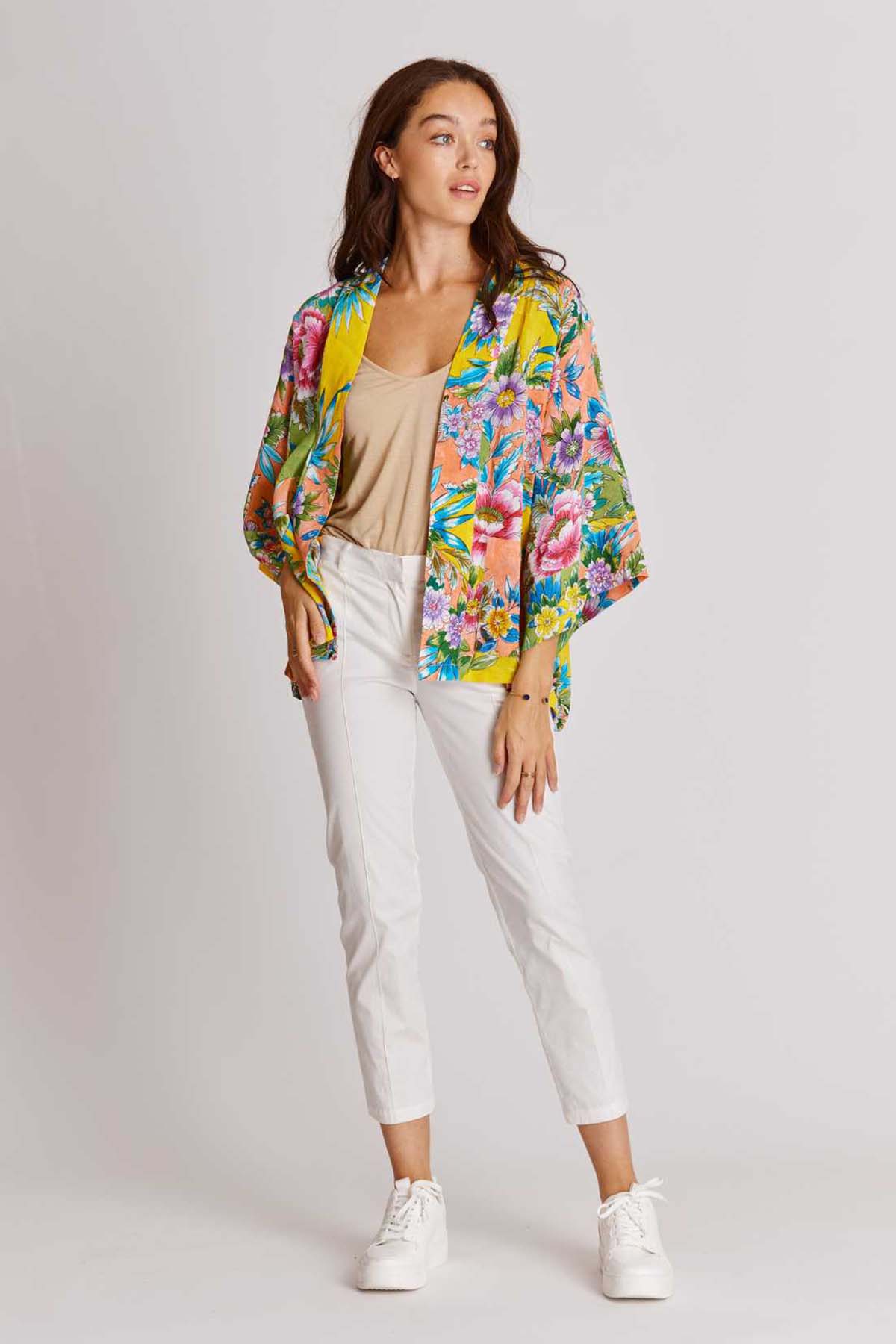 Rene Derhy Dominicaine Desenli Şal Yaka Truvakar Kol Ceket-Libas Trendy Fashion Store