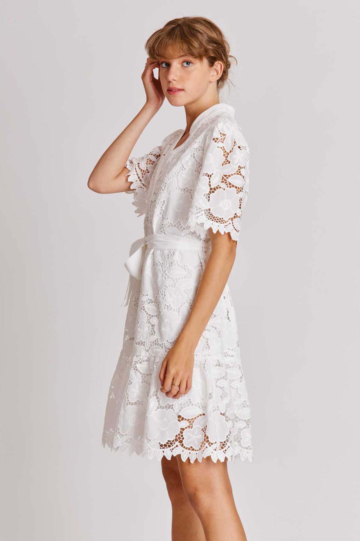 Rene Derhy Babou Belden Kuşaklı Fistolu Dizüstü Elbise-Libas Trendy Fashion Store