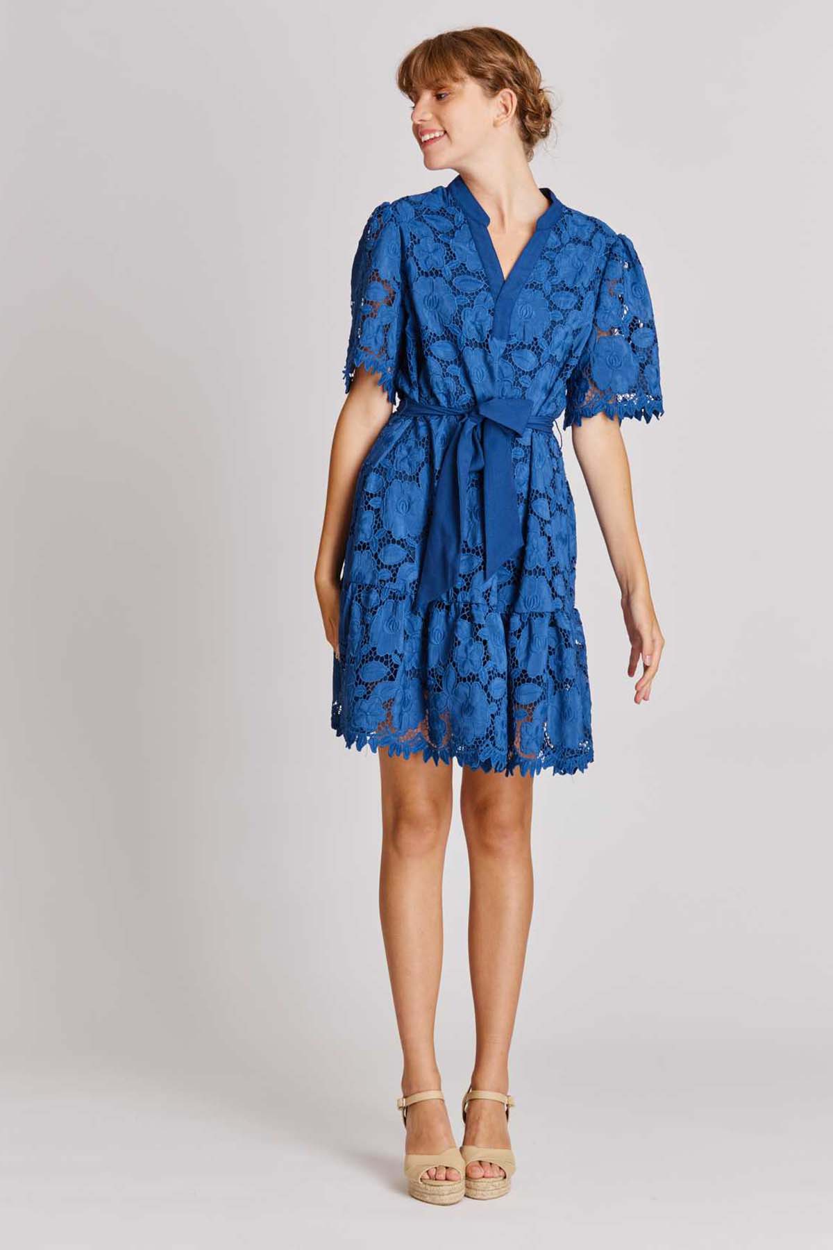 Rene Derhy Babou Belden Kuşaklı Fistolu Dizüstü Elbise-Libas Trendy Fashion Store