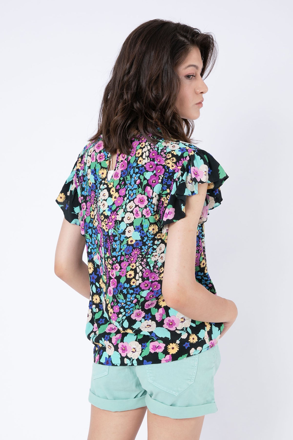 Rene Derhy Deborah V Yaka Desenli Bluz-Libas Trendy Fashion Store