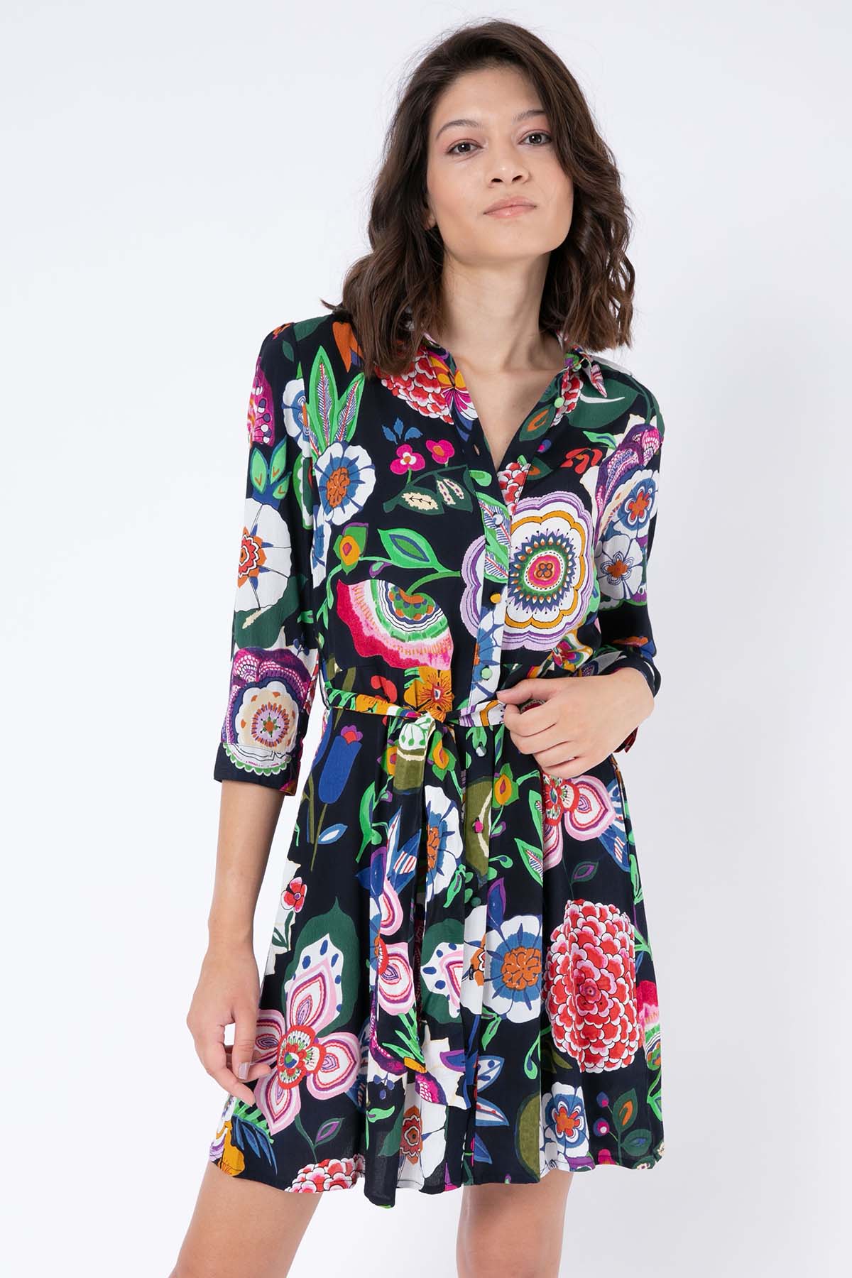 Rene Derhy Ariane Kuşaklı Mini Elbise-Libas Trendy Fashion Store