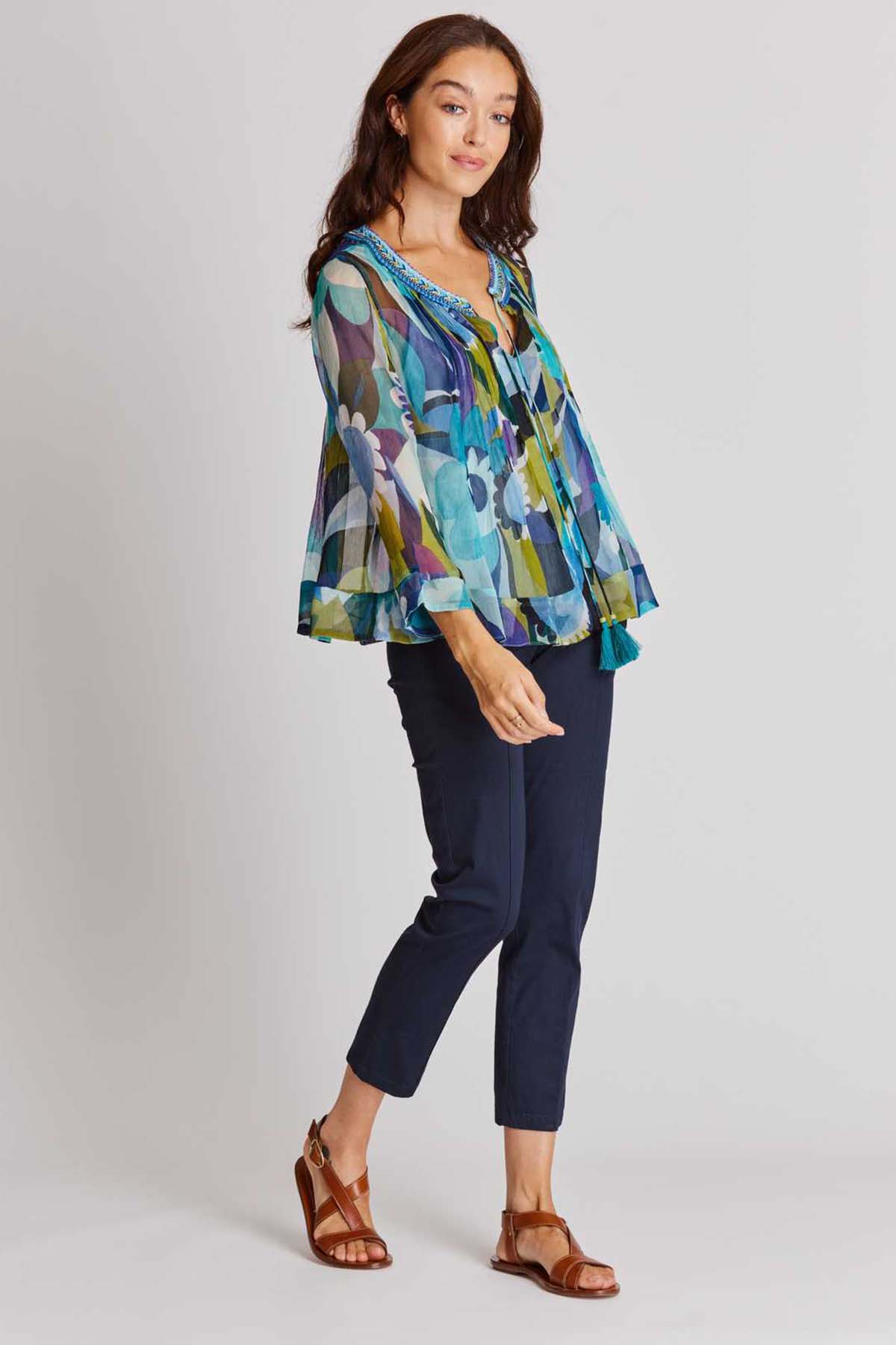 Rene Derhy Darcy Renkli Desenli Truvakar Kol Bluz-Libas Trendy Fashion Store