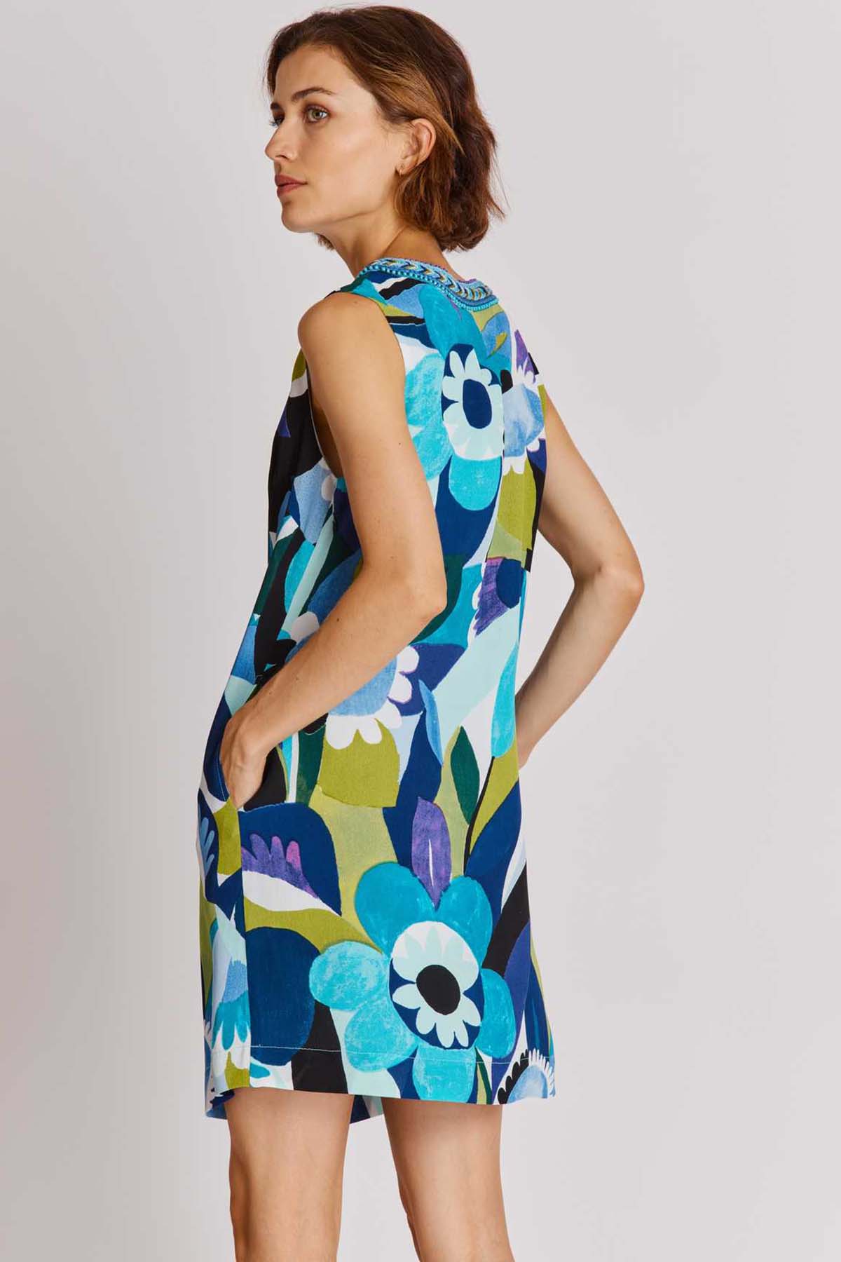 Rene Derhy Aliona Renkli Desenli Dizüstü Elbise-Libas Trendy Fashion Store