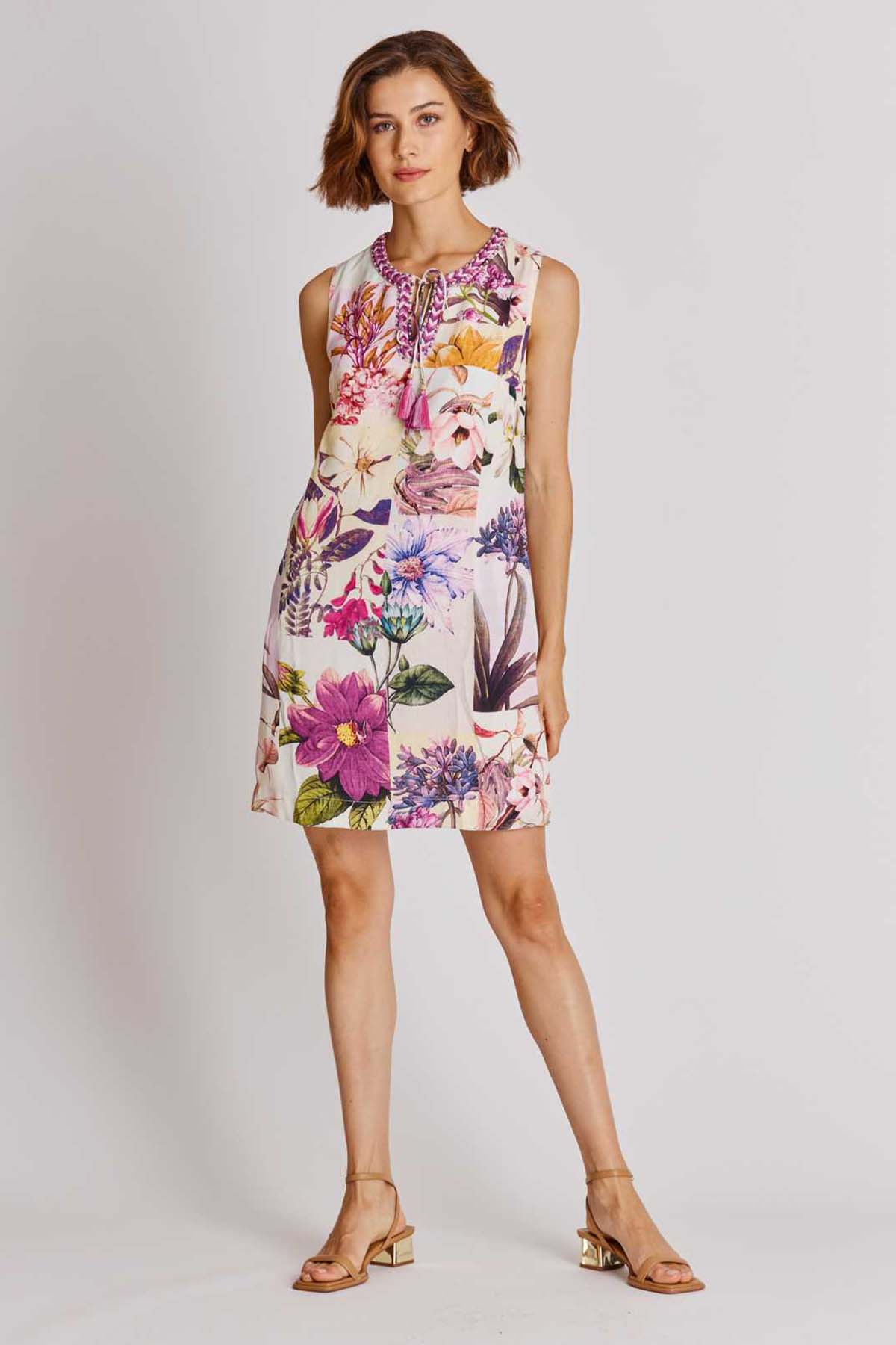 Rene Derhy Augusta Renkli Çiçek Desenli Dizüstü Elbise-Libas Trendy Fashion Store