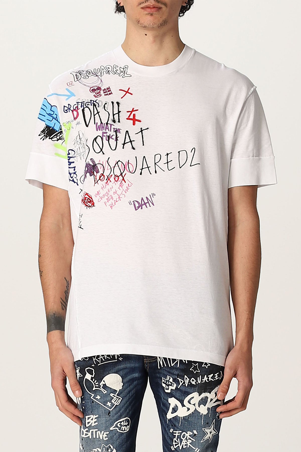Dsquared Yazı Detaylı Yuvarlak Yaka T-shirt-Libas Trendy Fashion Store