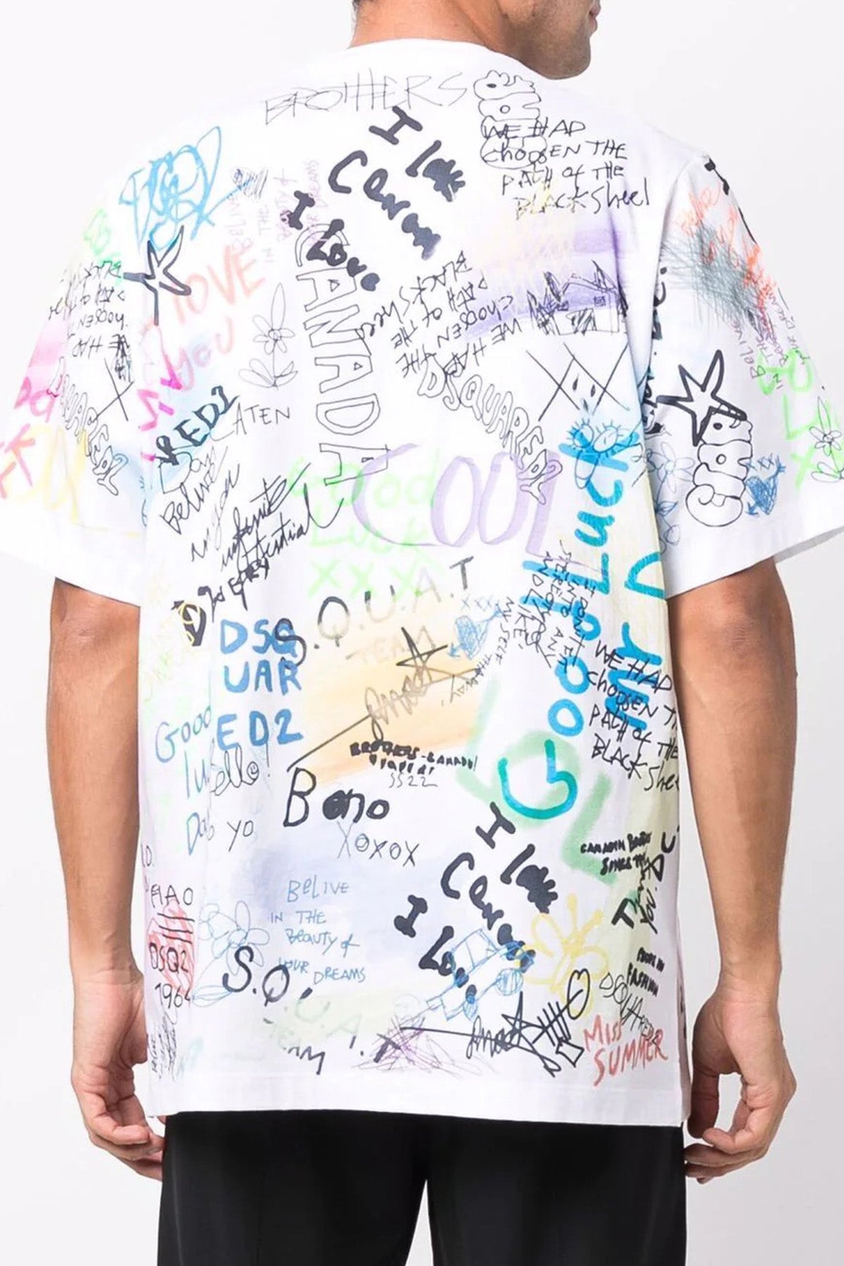 Dsquared Renkli Yazı Detaylı Geniş Kesim T-shirt-Libas Trendy Fashion Store