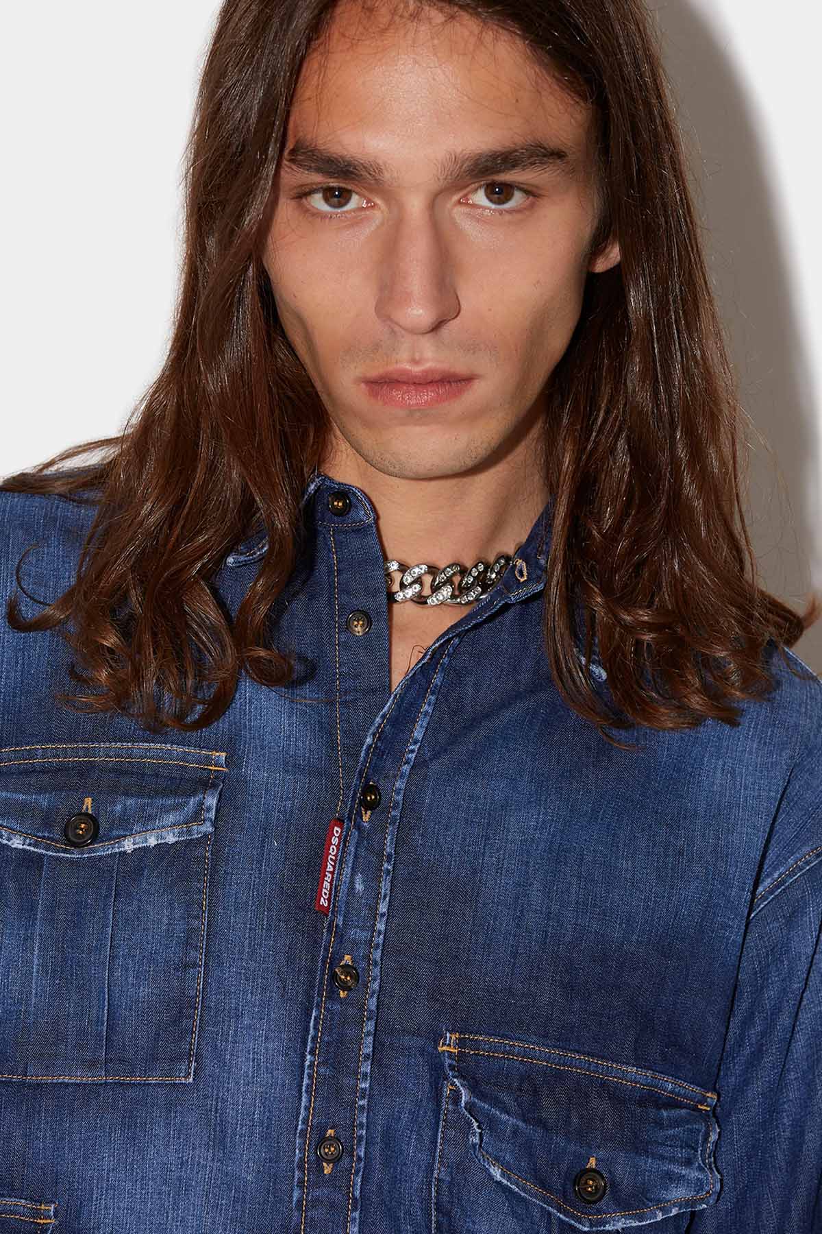 Dsquared Cep Detaylı Streç Denim Gömlek-Libas Trendy Fashion Store