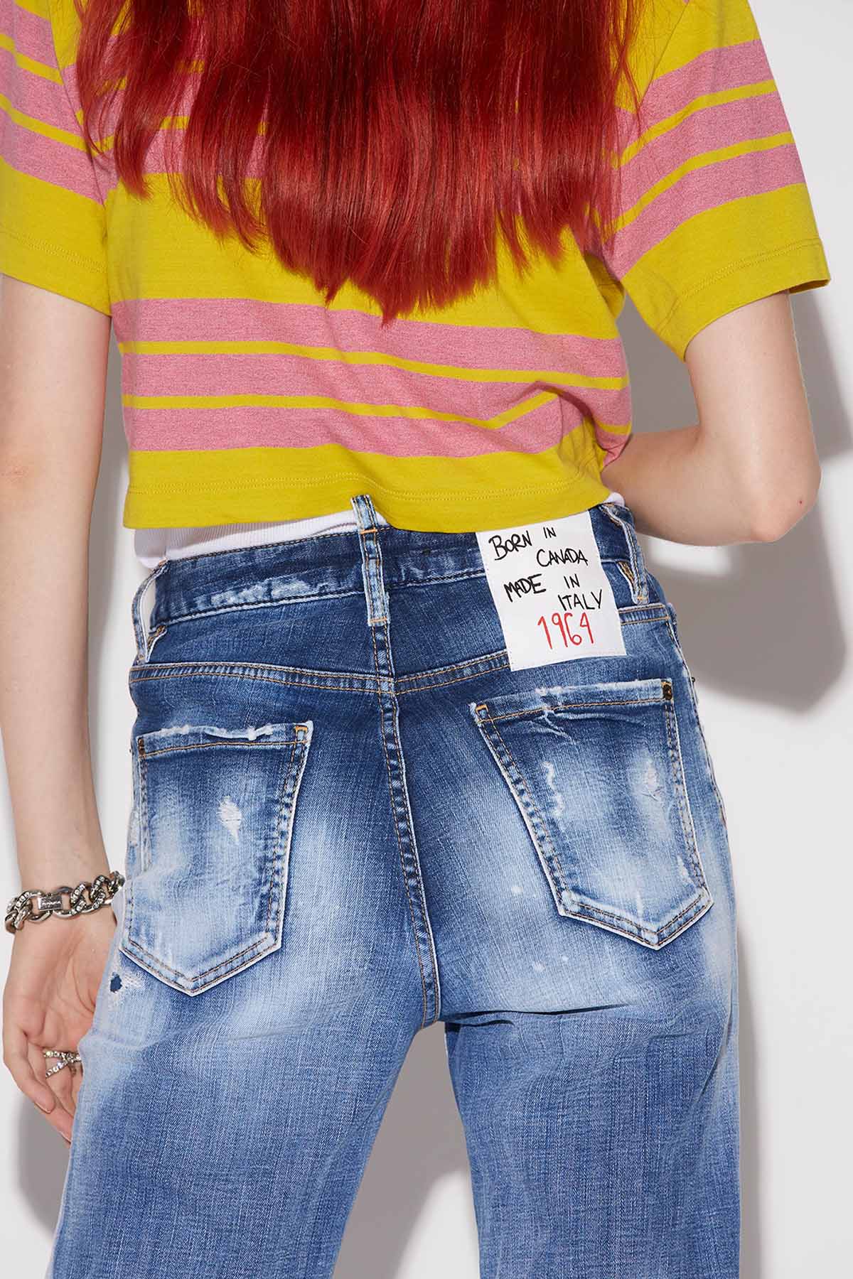 Dsquared Boston Yama Ve Yırtık Detaylı Jeans-Libas Trendy Fashion Store