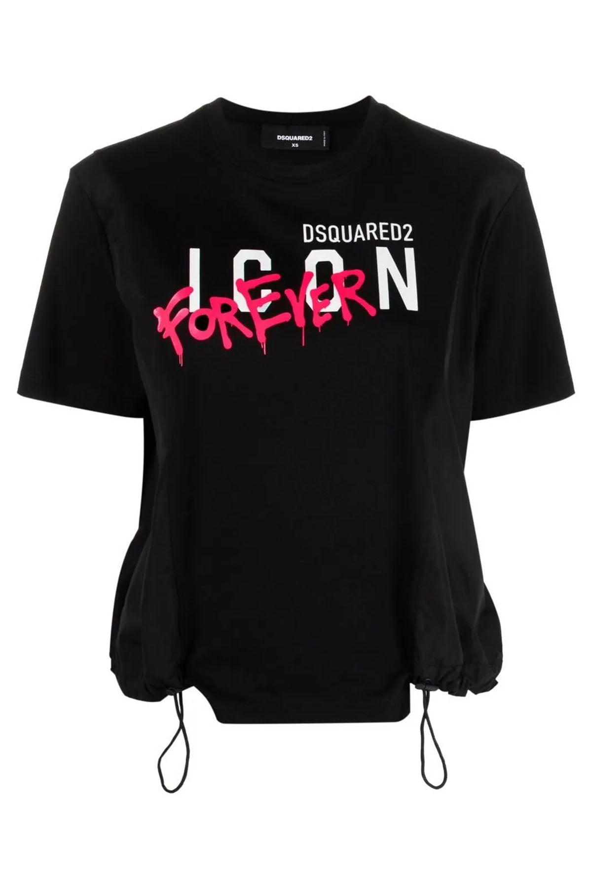 Dsquared Etek Ucu Büzgülü Logolu Geniş Kesim T-shirt-Libas Trendy Fashion Store
