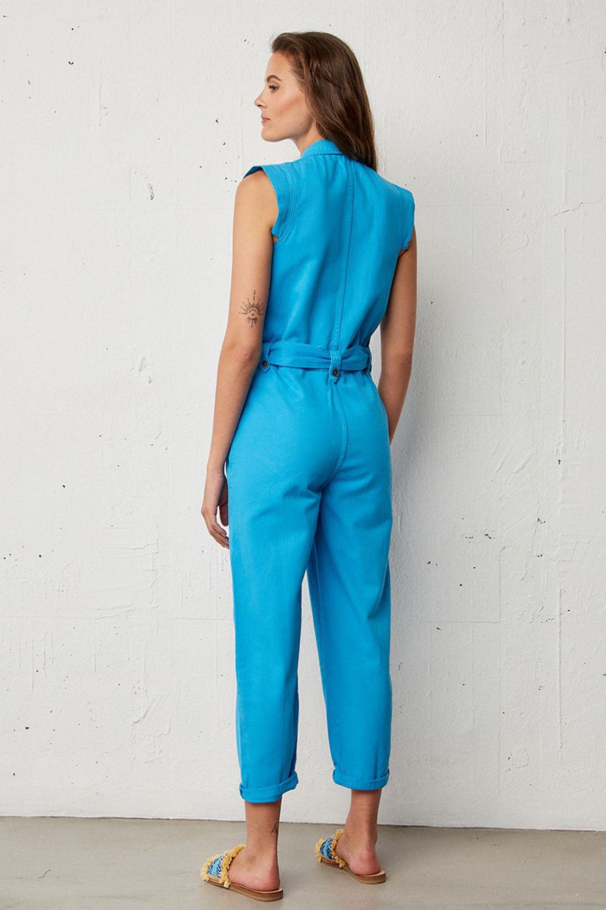 Bsb Belden Kuşaklı Kolsuz Tulum-Libas Trendy Fashion Store