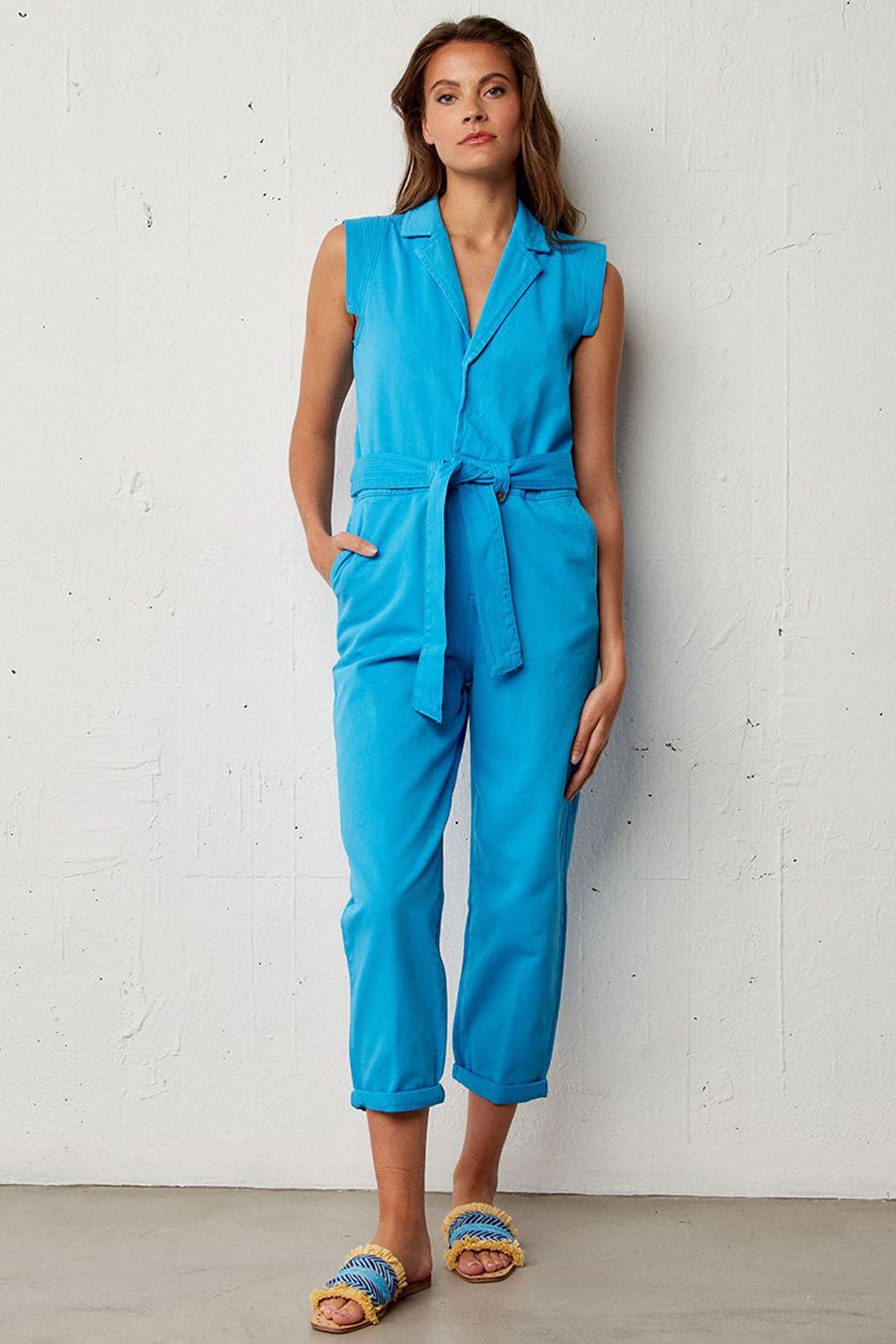 Bsb Belden Kuşaklı Kolsuz Tulum-Libas Trendy Fashion Store